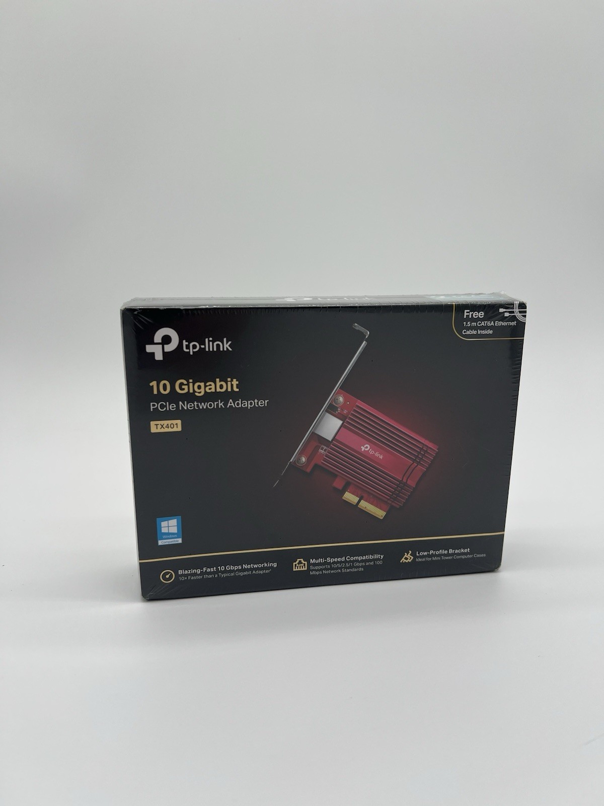NEW TP-Link 10Gbps PCIe Network Card (TX401) - PCIe to 10 Gigabit Ethernet- Red