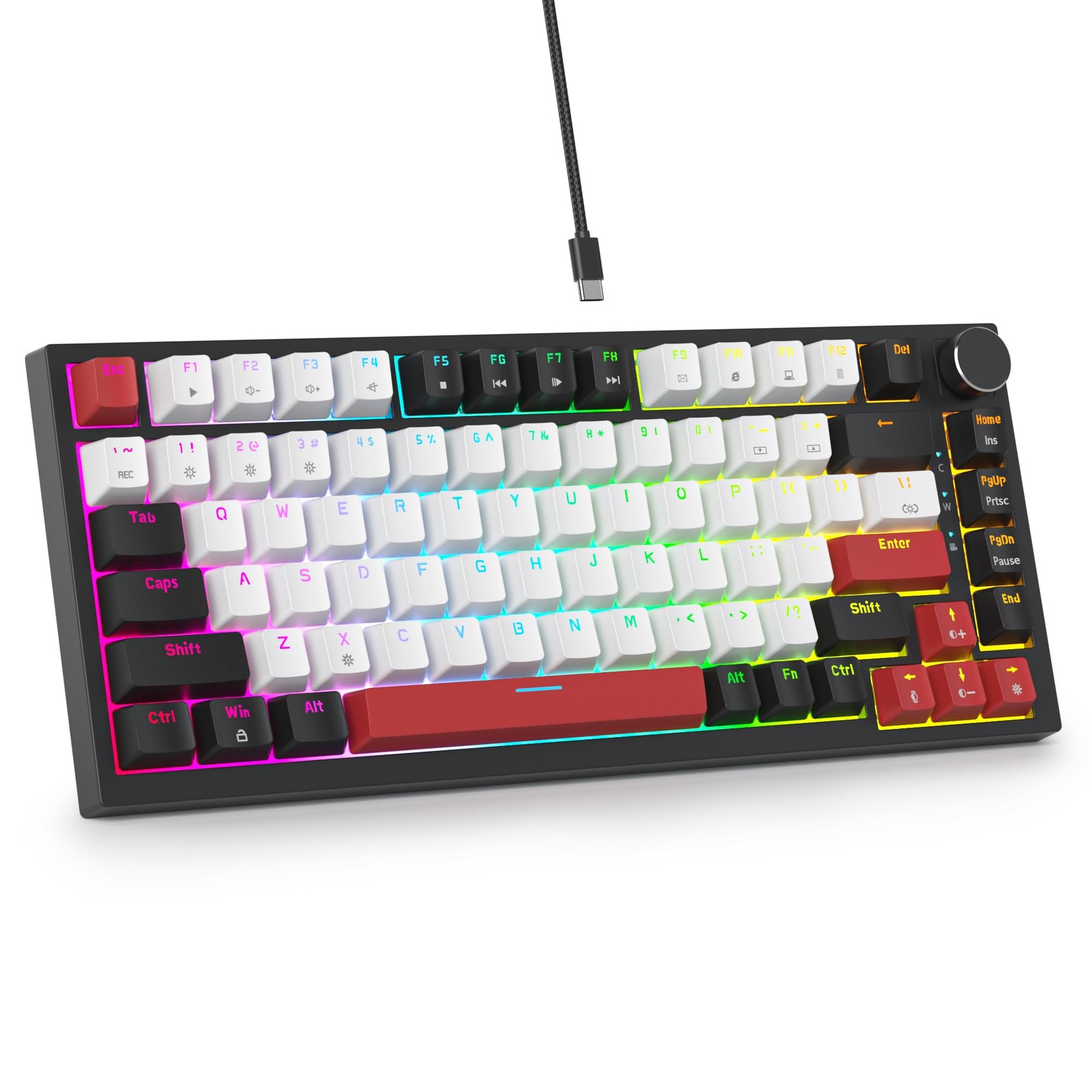 SbocKeeb 75 Percent Keyboard Gasket-Mounted with Sound Absorbing Pads, 82-Key...
