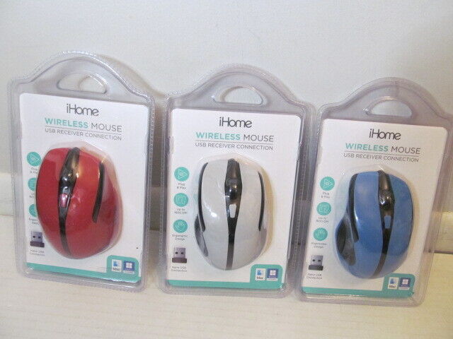 iHome Wireless Mouse w/Nano USB, Choose Red, Gray or Blue Color