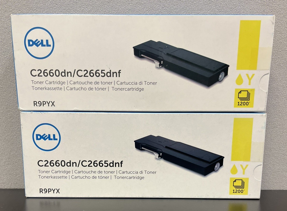 2x Dell Ink Toner Cartridges Yellow R9PYX For C2660dn C2665dnf Printers - SEALED