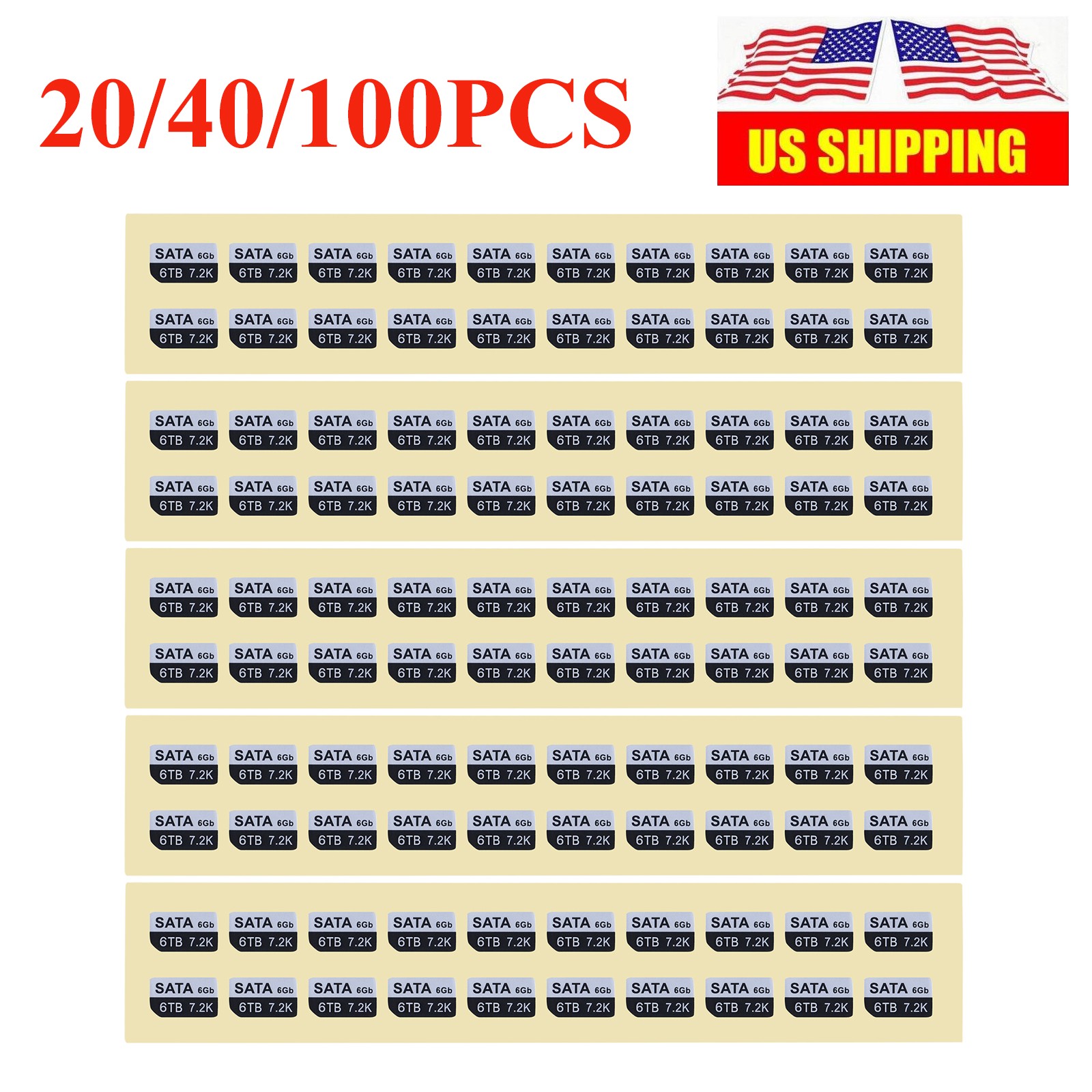 20/40/100PCS Capacity Sticker 6TB SATA 7.2K 6GB FOR DELL G12/13 8FKXC G176J Tray