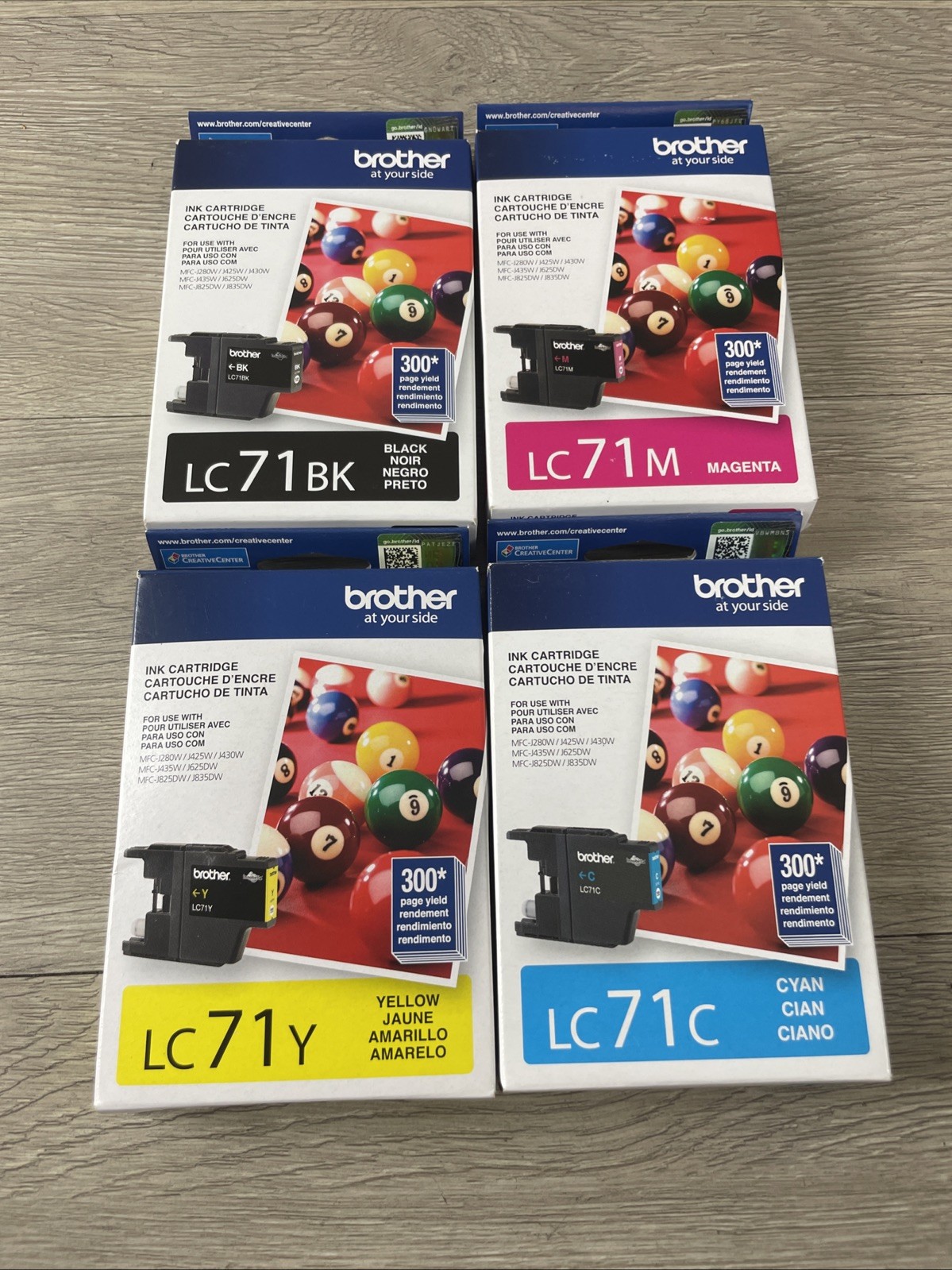 4 New Genuine Brother LC71 BK M Y C Ink Cartridges. All Colors And Black