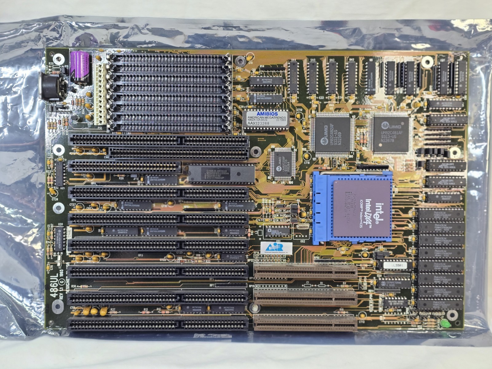 AIR 486UL SOCKET 2 Baby AT MOTHERBOARD W/Intel i435 iComp DX4 UNTESTED