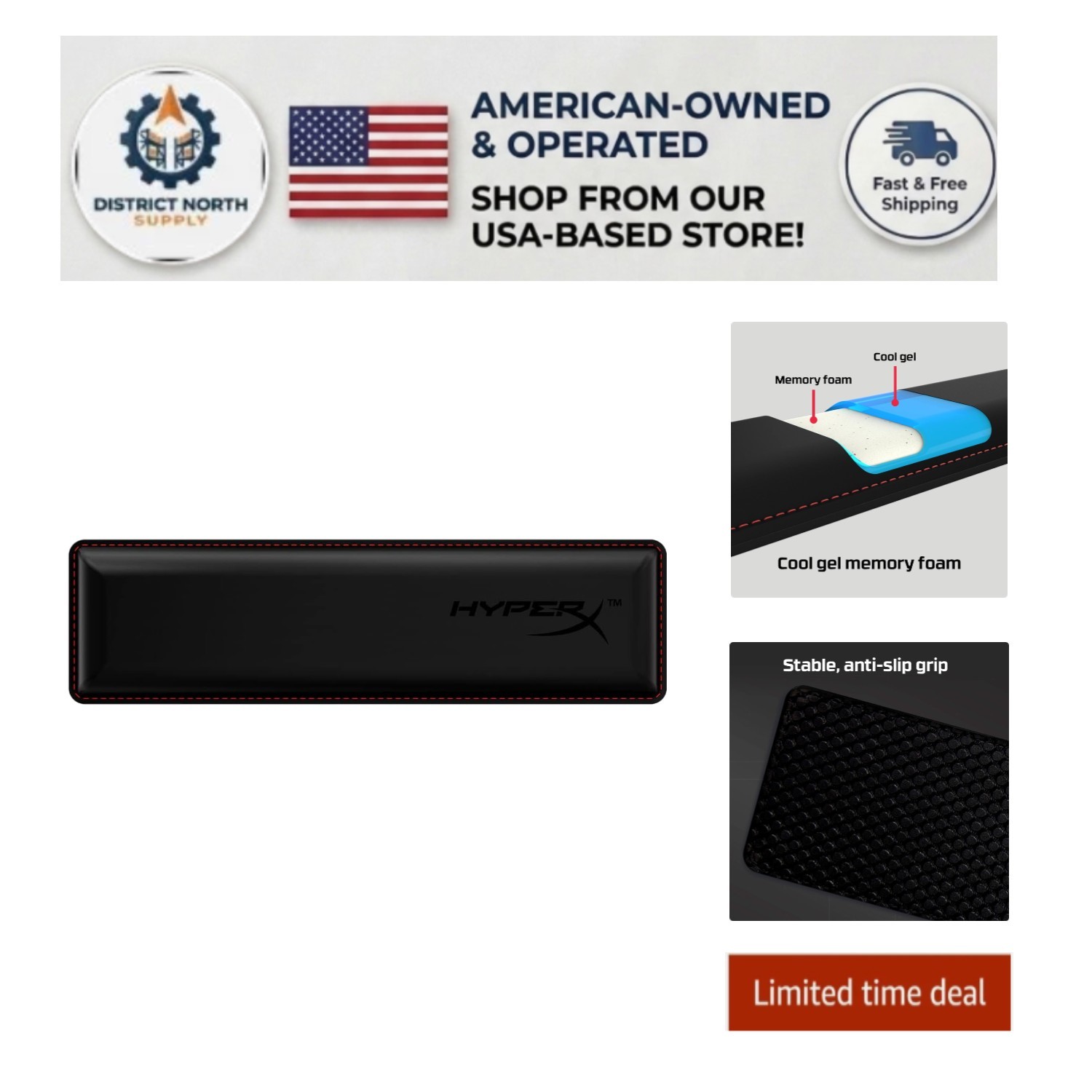 Stylish Black Ergonomic Wrist Rest with Gel Memory Foam for Keyboards & Mice