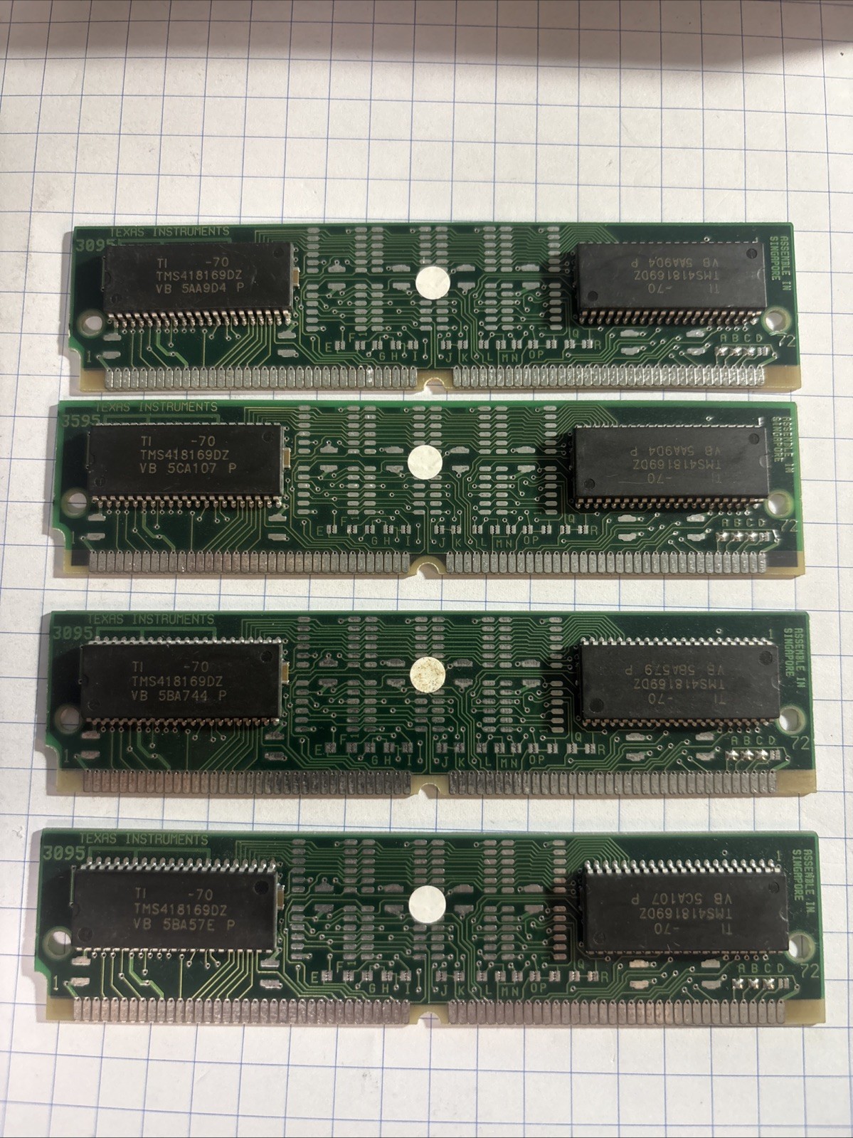 32MB Kit (4x 8MB) 72-Pin SIMM EDO RAM 70ns TI TMS418169DZ Vintage Pentium 486 PC