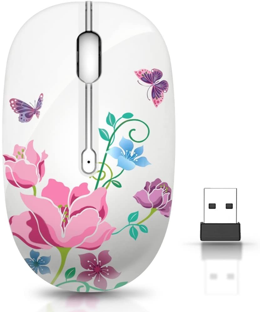 JUHOO Wireless Mouse with Nano Receiver for PC, Laptop, Notebook, White