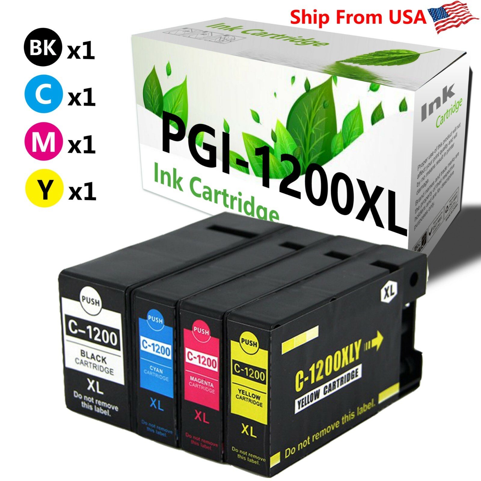 4-Pack PGI-1200XL PGI1200 Ink Cartridge for MAXIFY MB2020 MB2720 Printer