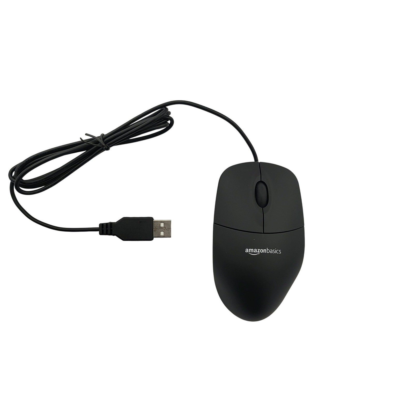 Amazon Basics 3-Button Wired USB Computer Mouse NWOT Black MSU0939