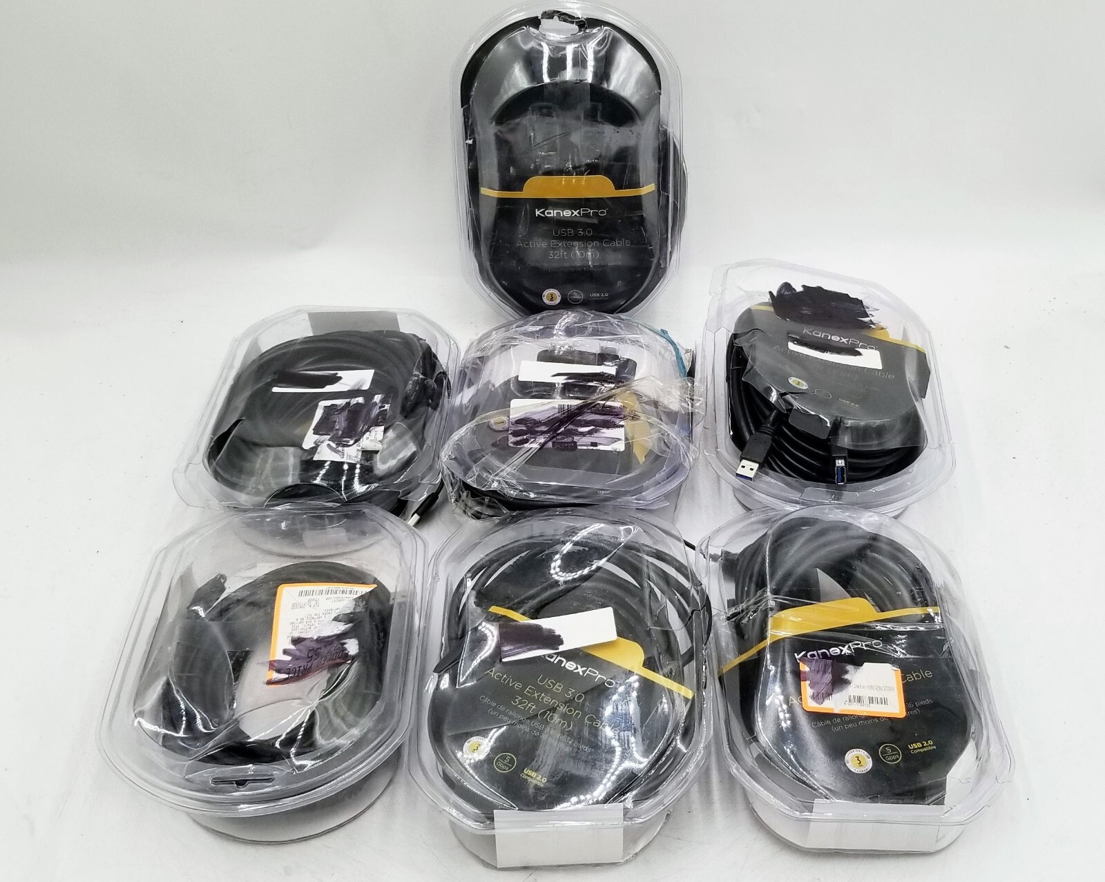 Lot of 7 Kanexpro USB 3.0 Active Extension Cable 32FT