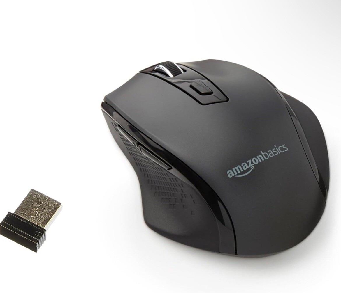 🌟Amazon Basics Ergonomic 2.4 Ghz Wireless Optical PC Mouse DPI Adjustable🌟