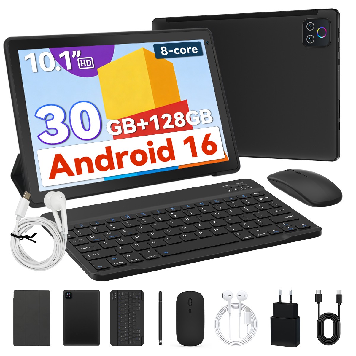 10 Inch Tablet Android 16 Tablet 30GB RAM 128GB ROM 2TB TF Tablet 8-core 6200mAh