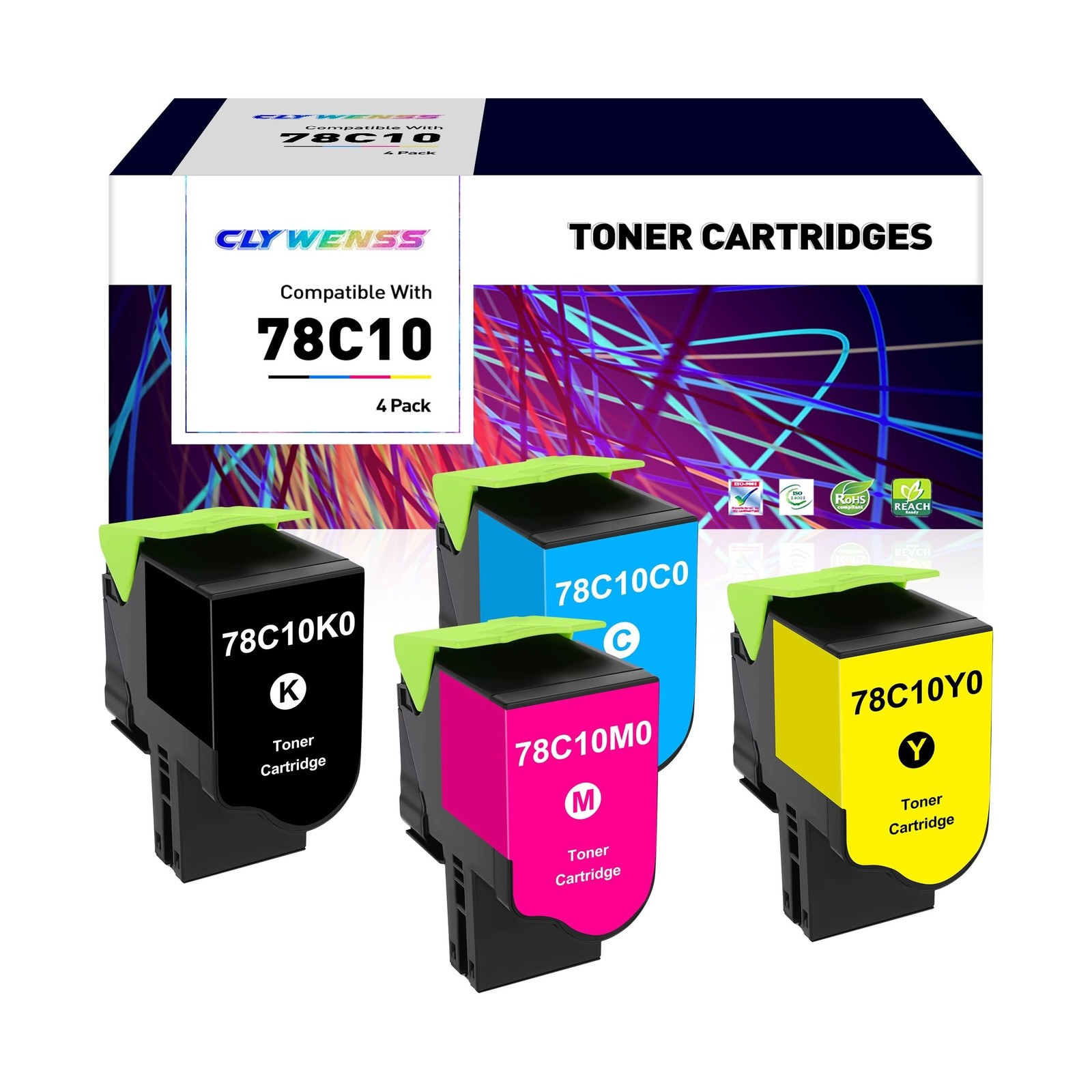 78C10 High Yield Toner Cartridge Replacement for Lexmark 78C10K0 78C10C0 78C1...