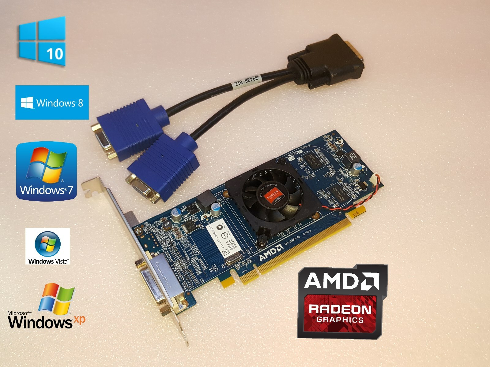 HP Pavilion a6750y a6752f a6755y a6757c AMD Radeon Dual VGA Monitor Video Card 