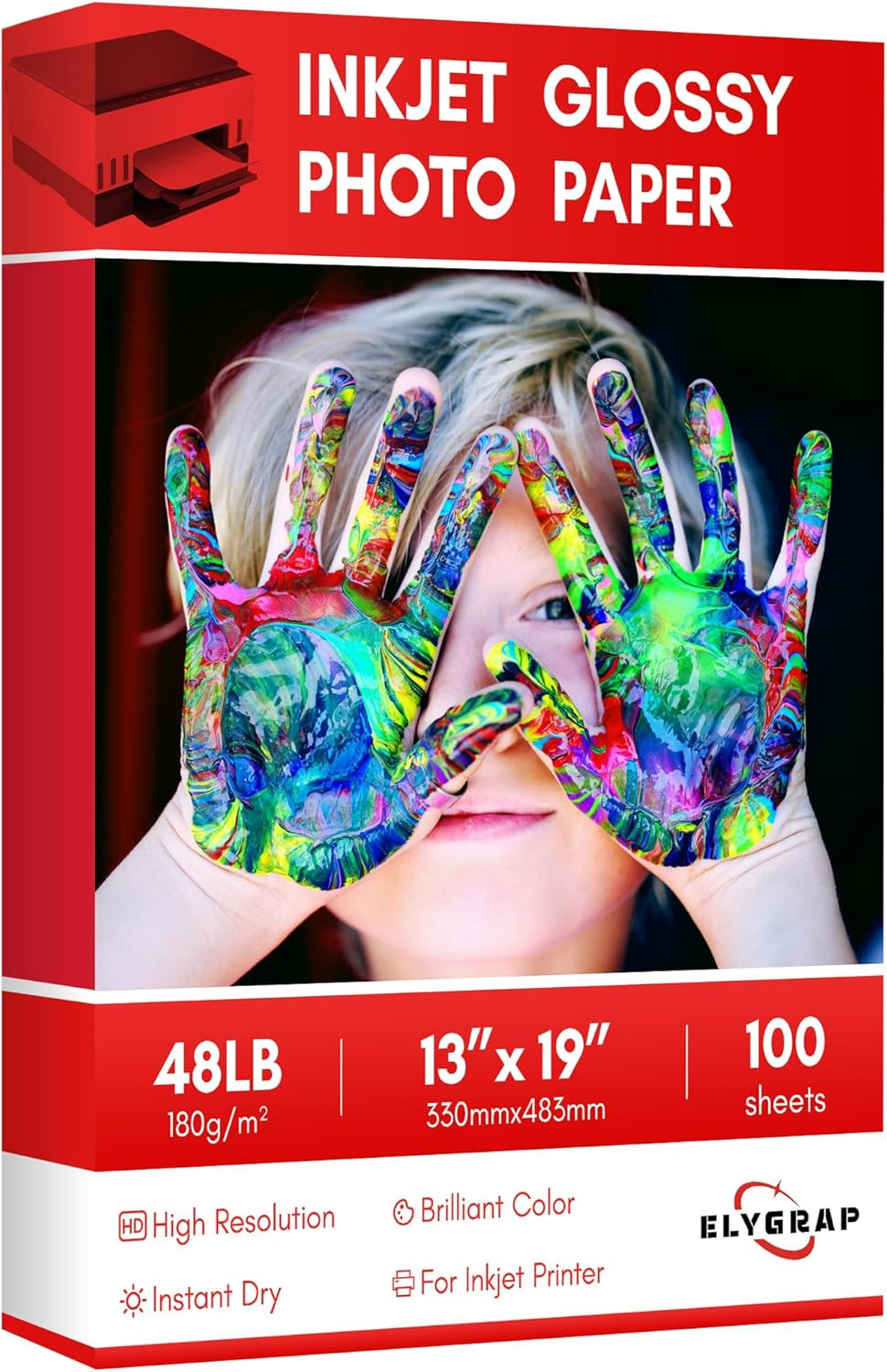 Glossy Inkjet Photo Paper 13X19 Inches 48Lb 100 Sheets Professional Glossy