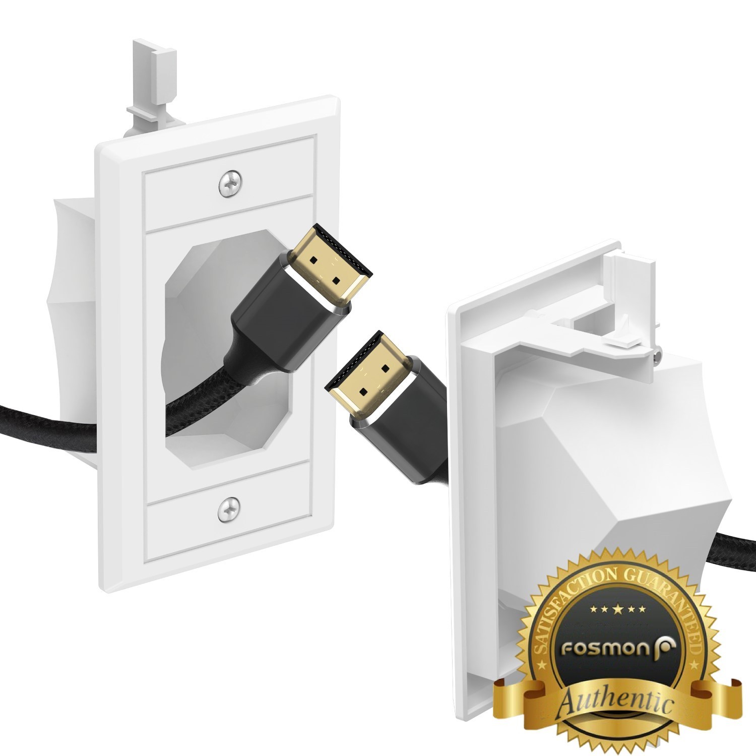 Fosmon 1-Pack Single Gang Recessed Low Voltage Cable Plate Cord Hider