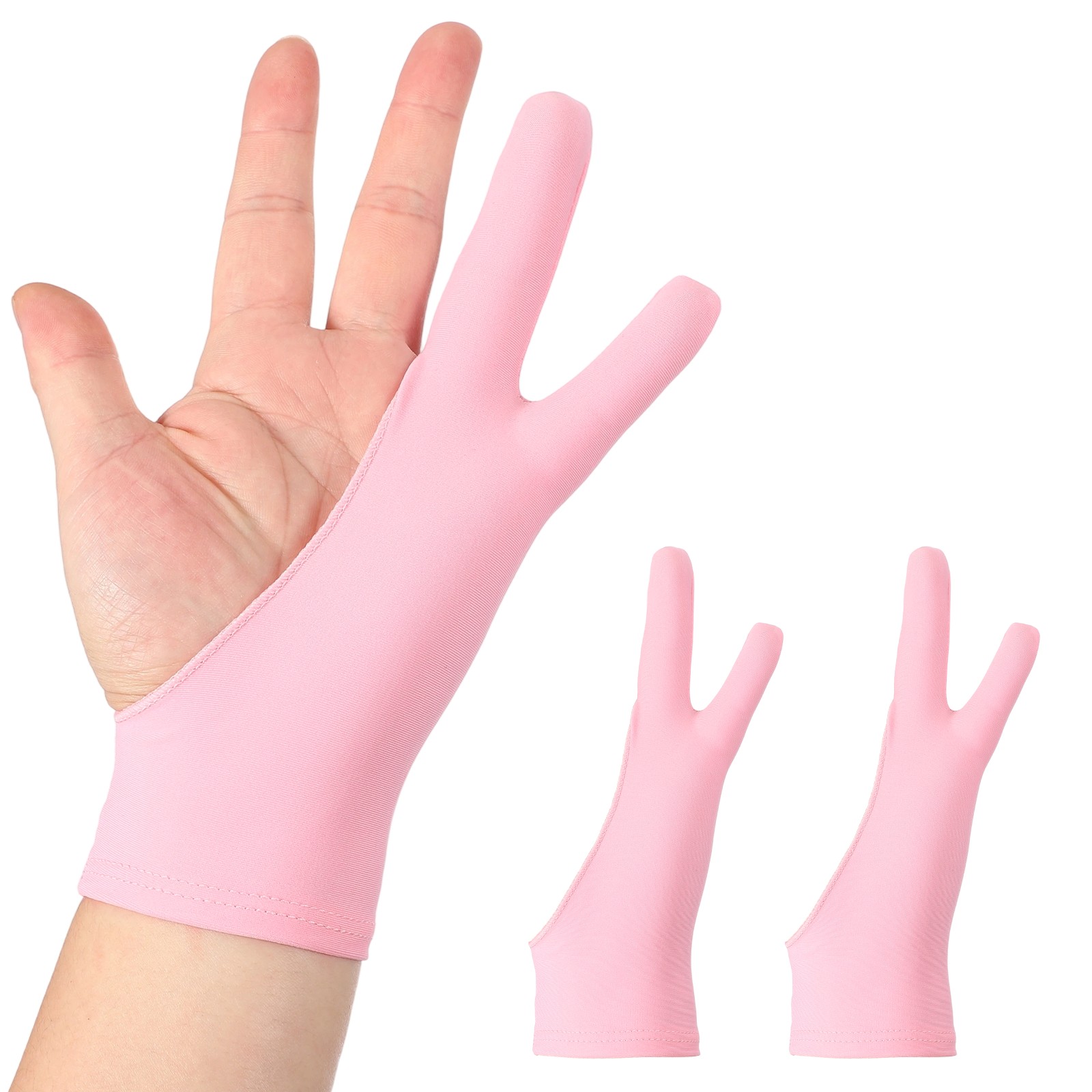2Pcs, Artist Drawing Glove l Size Two Fingers Graphics Painting Glove Pink