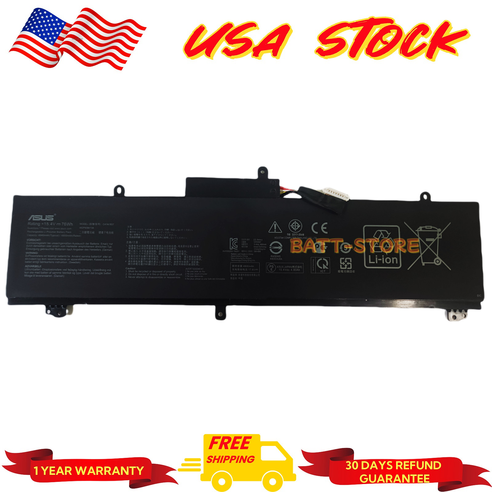 C41N1837 ORIGINAL Battery For ASUS ROG Zephryus S GX502 M GU502GU-XB74  M GU502