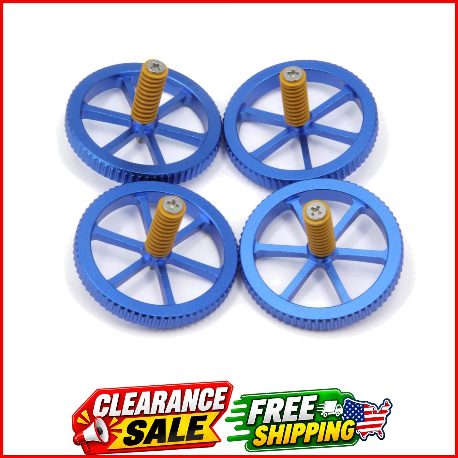 Upgraded Blue Aluminum Hand Twist Knobs Leveling Nuts Wheels Diameter 60mm+Ho...