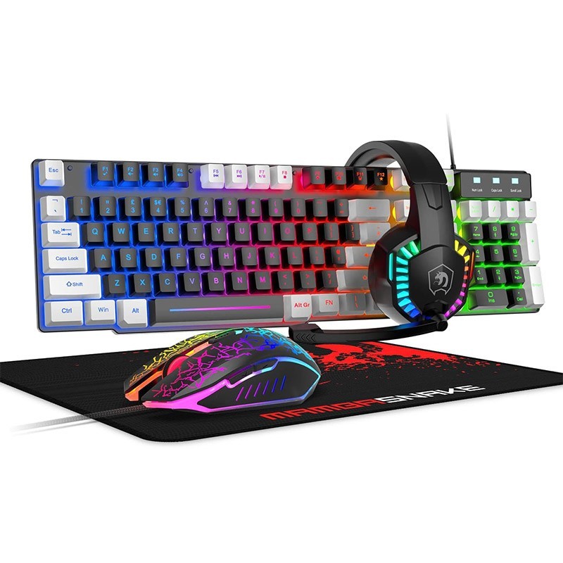 ZIYOULANG T11 UK 104 Keys Wired Gaming Keyboard Set with Headset and Mouse 