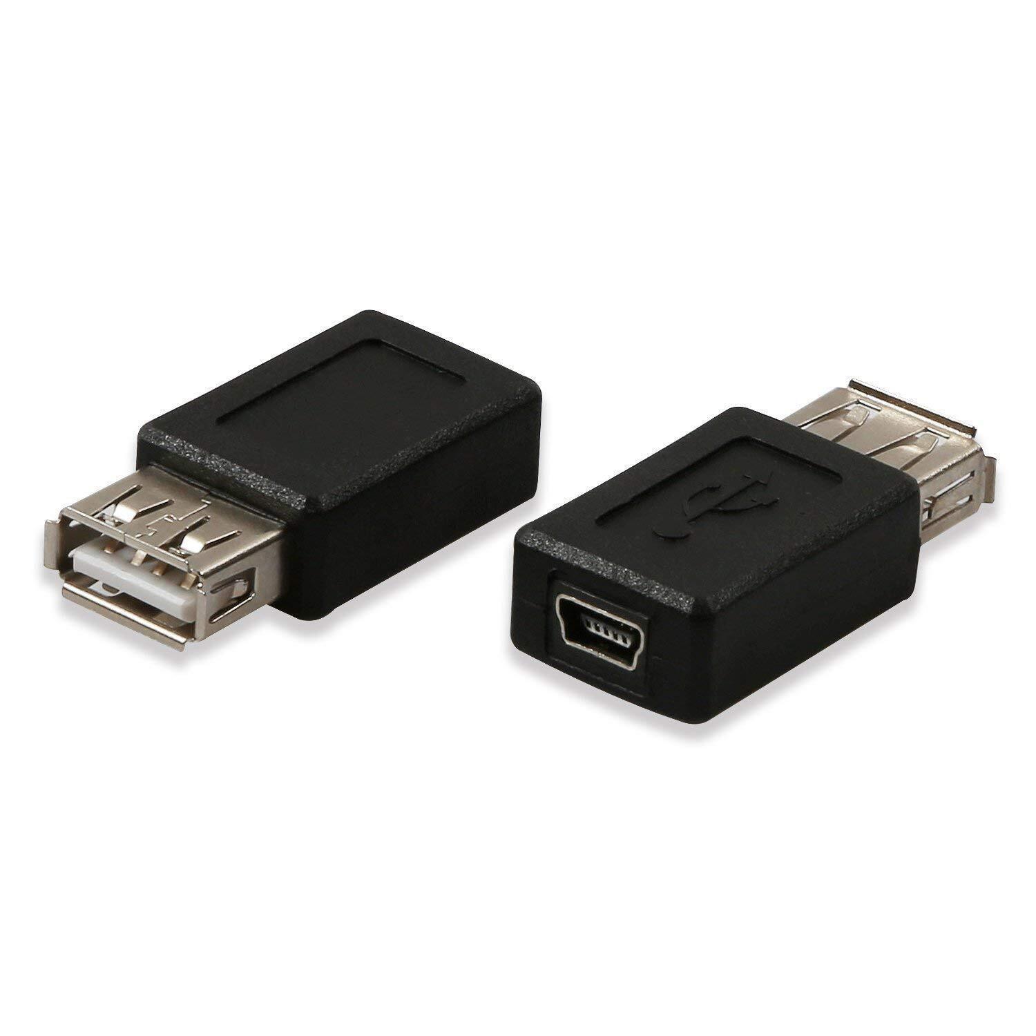 2 Pack USB 2.0 A Female to USB B Mini 5 Pin Female Adapter Converter