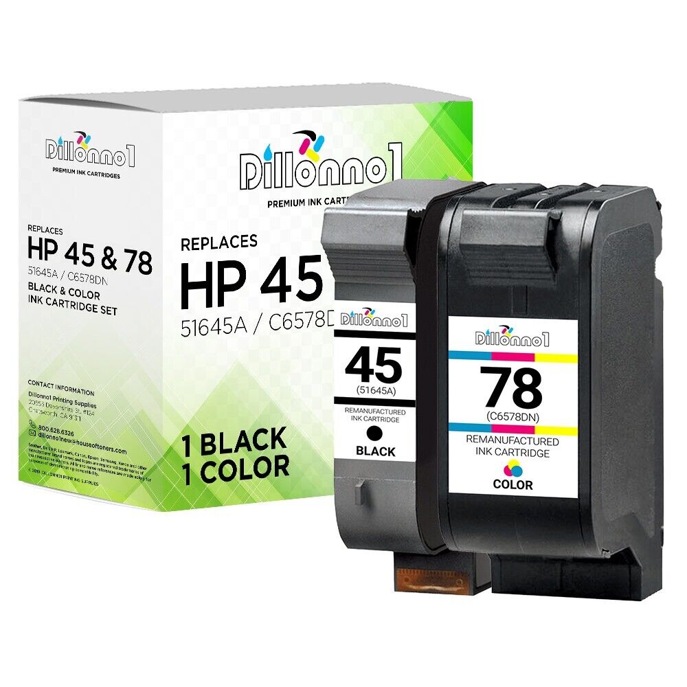 2PK for HP 45 HP 78 Blk & Clr Ink Cartridges Deskjet 970 990C 995 6122 6127 9300