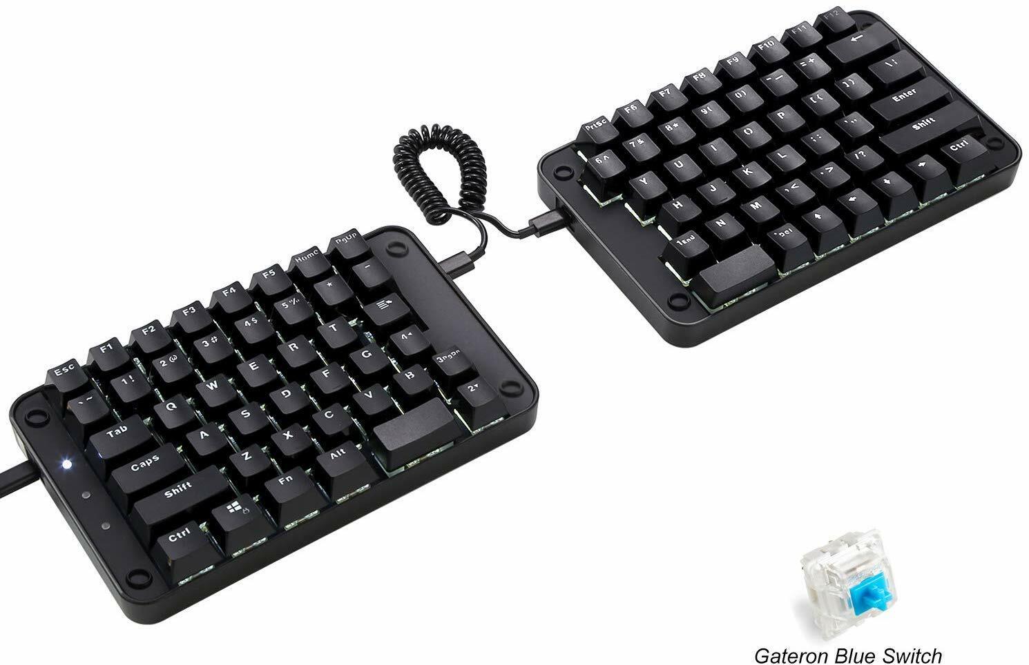 Split Mechanical Keyboard White Backlit Ergonomic Keypad OEM Gateron Blue Switch