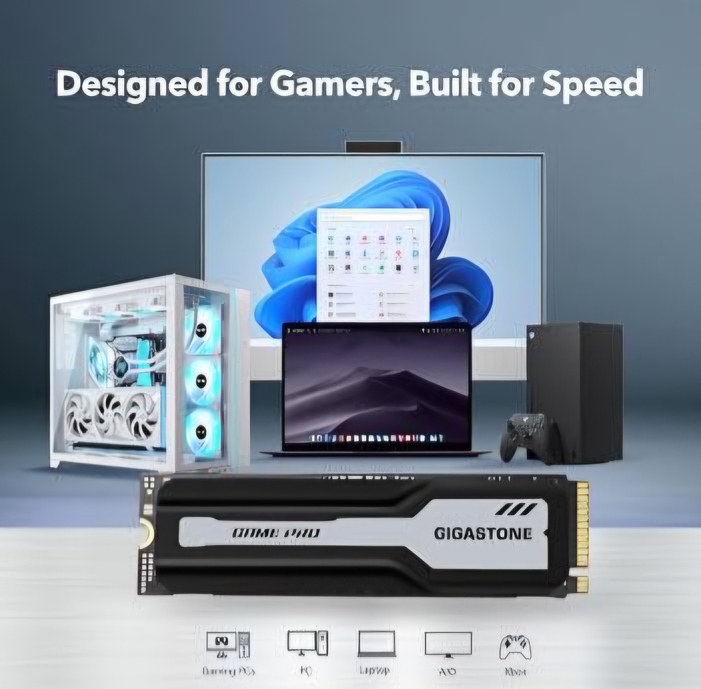 Gigastone M.2 SSD 4TB PCIe 4.0 NVMe SSD PS5, Turbo Speed 5,000MB/s, Heat Sink,