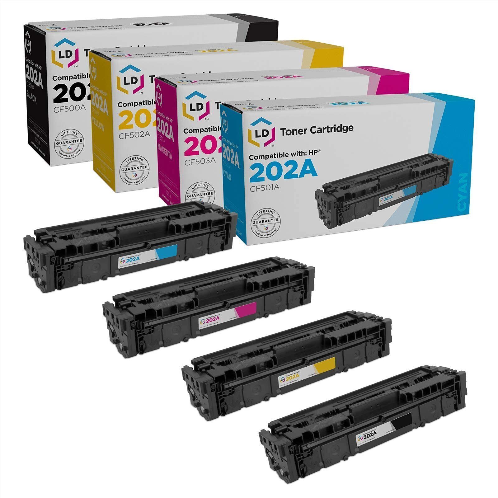 LD 4pk Comp Cartridge Fits for HP Toner 202A CF500A CF501A CF502A CF503A M254dw