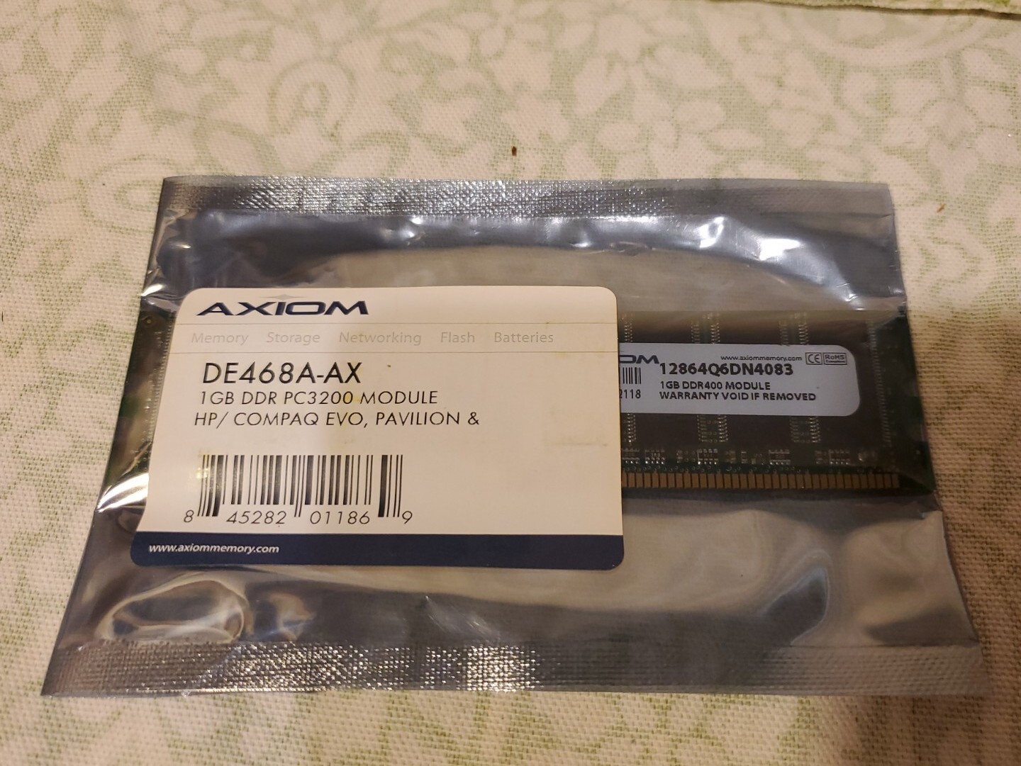 Lot (2) AXIOM DE468A-AX 1gb DDR400 PC3200 Memory Module HP Compaq EVO Pavillion+