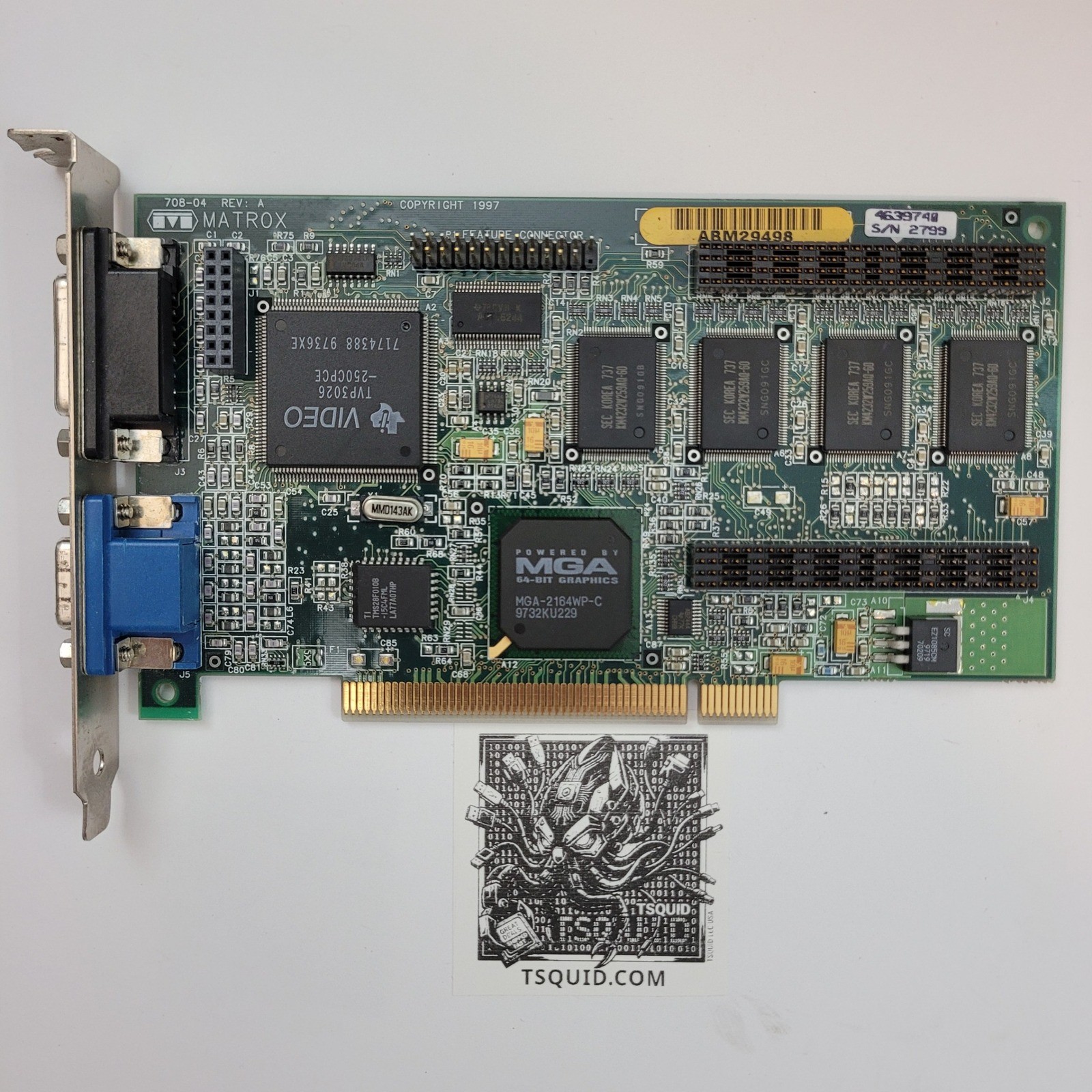 Matrox Millennium II MIL2P/4BN/20 PCI 4MB WRAM MGA-2164WP-C Vtg Graphics Card