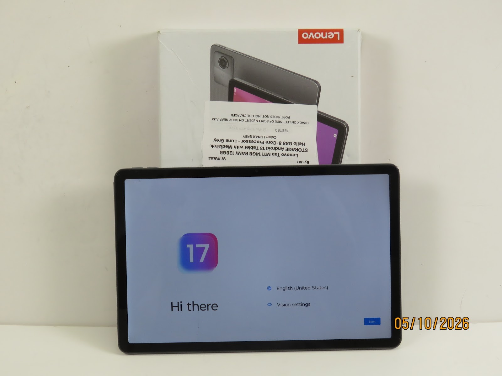 Lenovo Tab M11 128GB Wi-Fi Android Tablet Luna Grey (WITH ISSUE) - W44