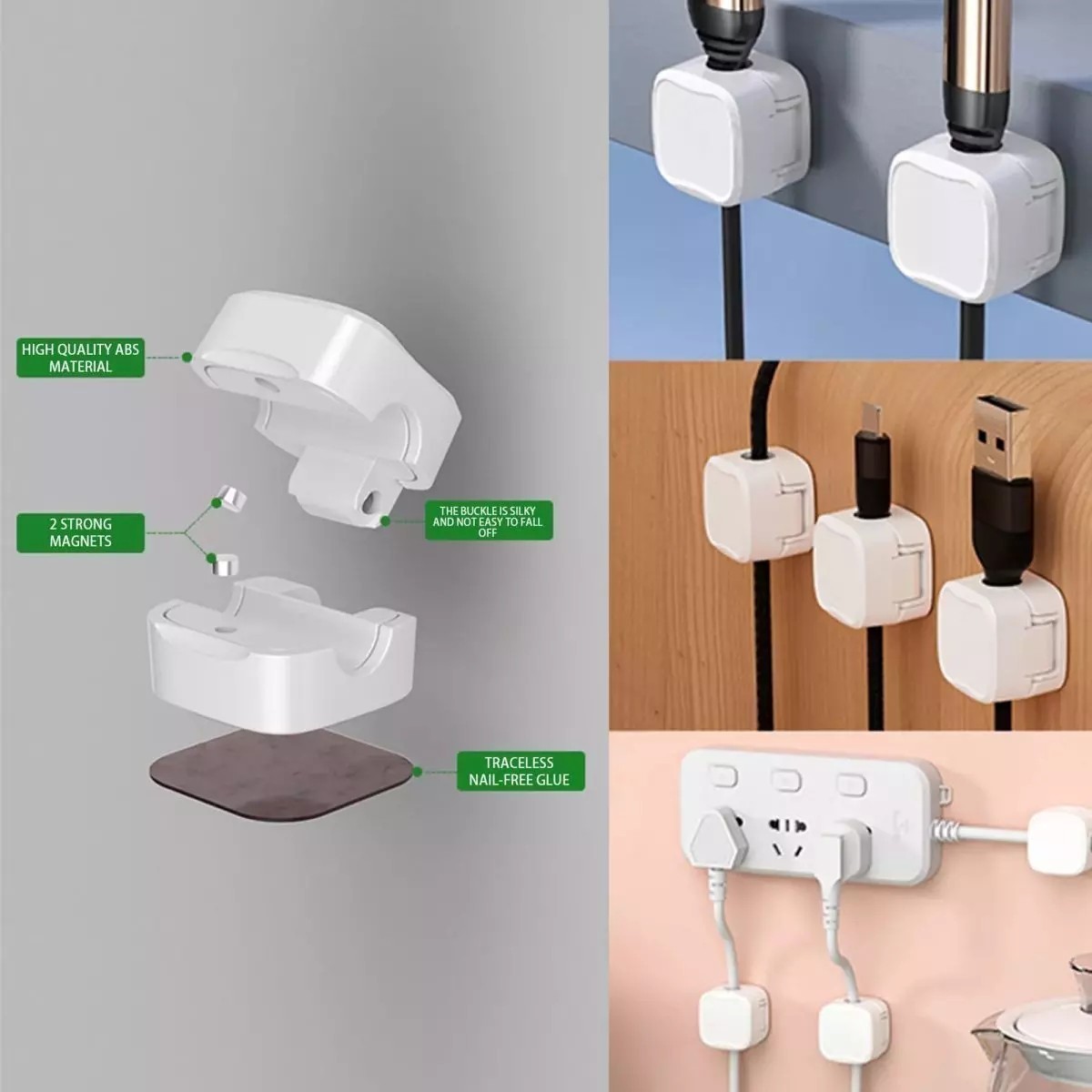 12Pcs Magnetic Cable Clips & Cord Holder, Under Desk Cable Management Lot=-
