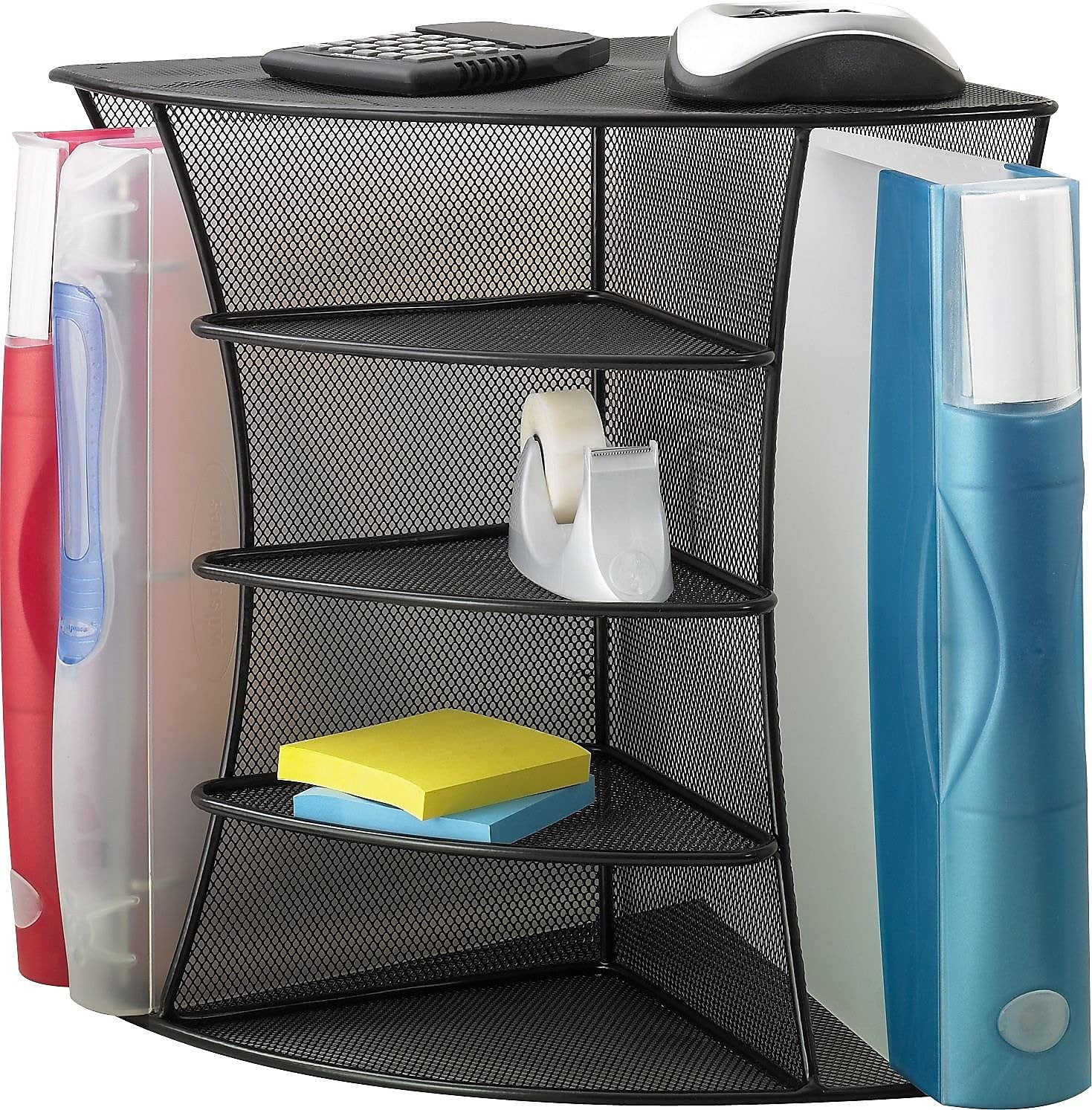Safco Onyx Black Mesh Desk Corner Organizer