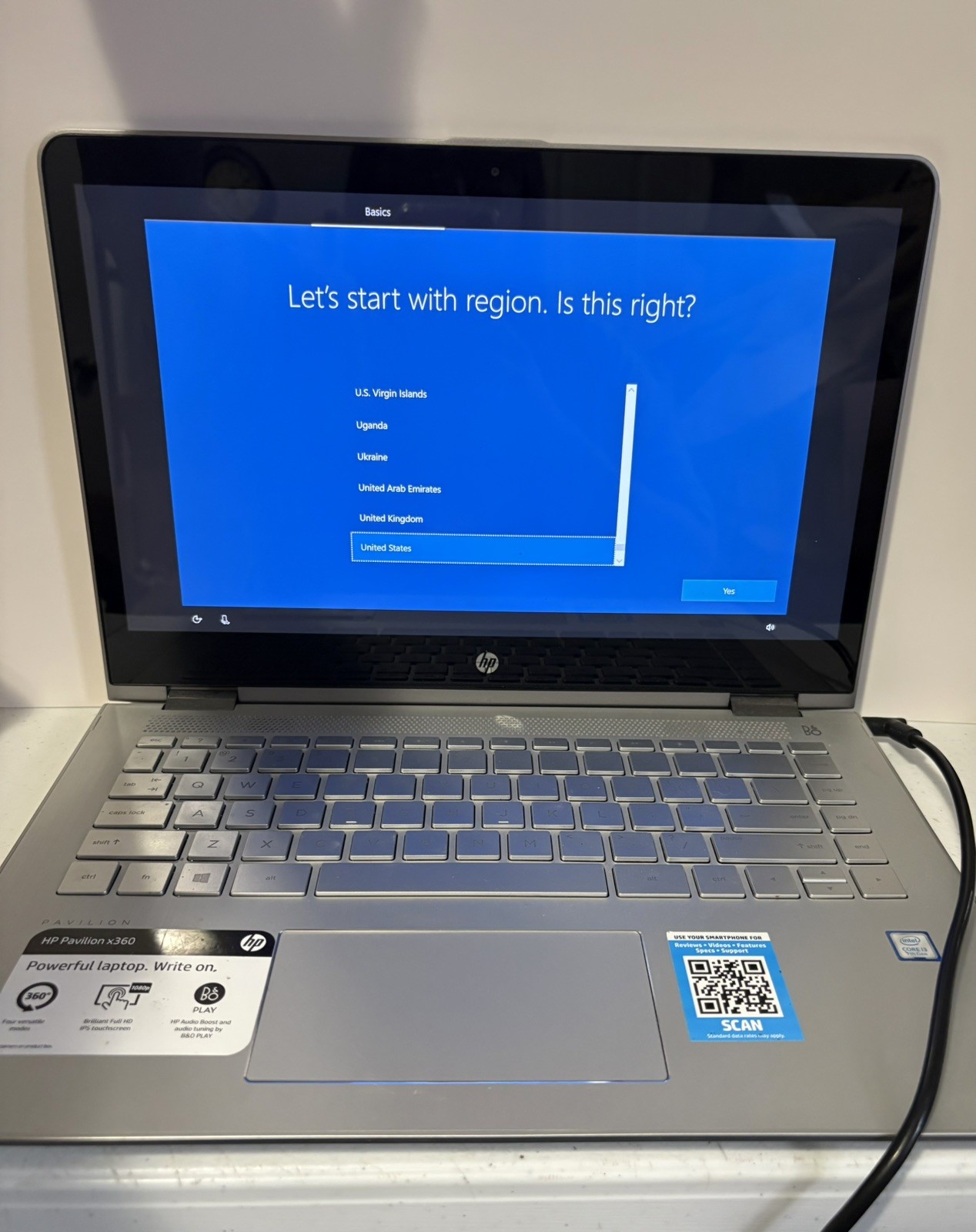 HP Pavilion x360 14"  Touch Screen & Convertible Silver Laptop Model 14-baO51cl