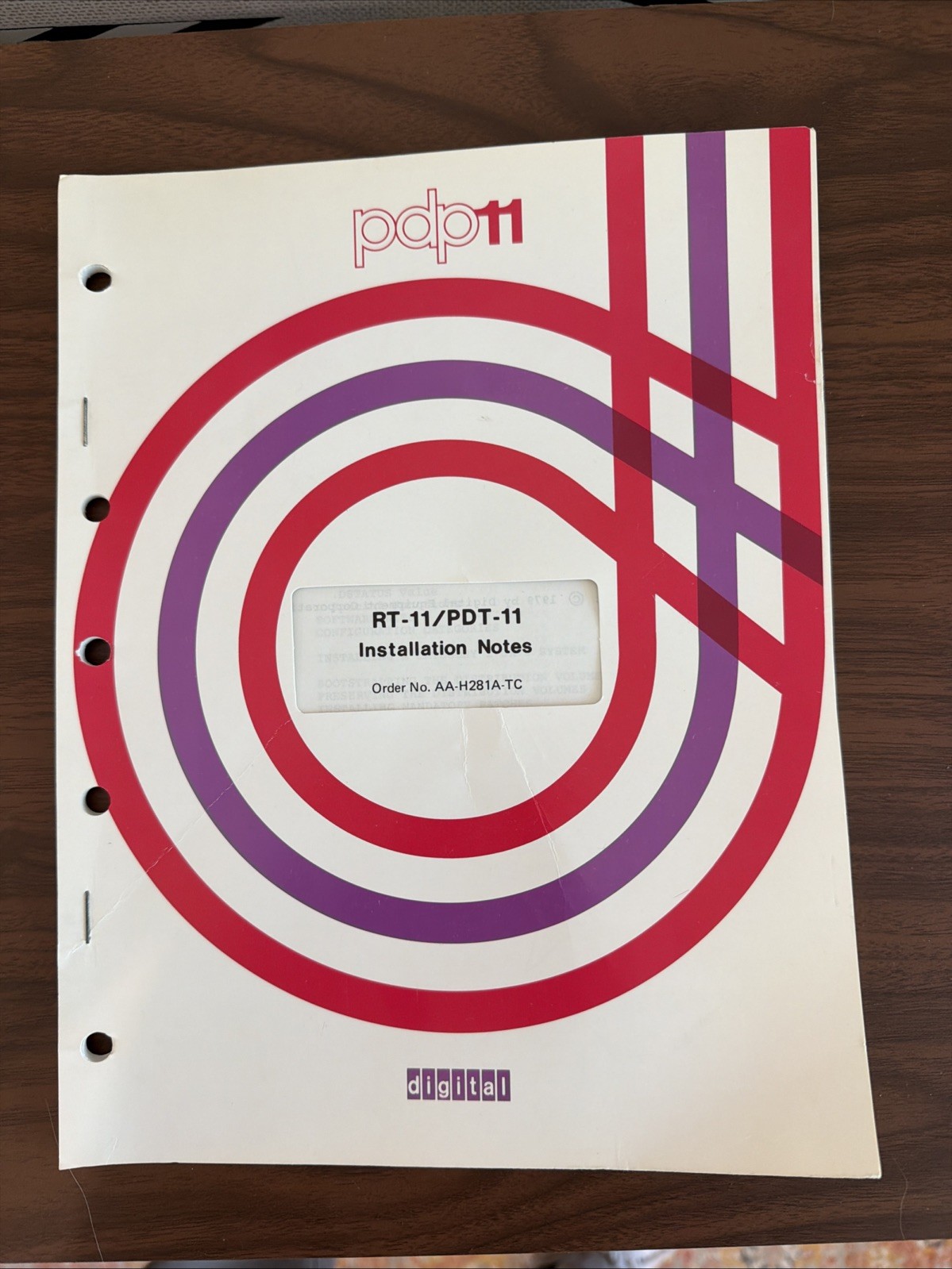 Vintage 1979 DEC PDP-11 RT-11 PDT-11 Installation Notes Manual AA-H281A-TC