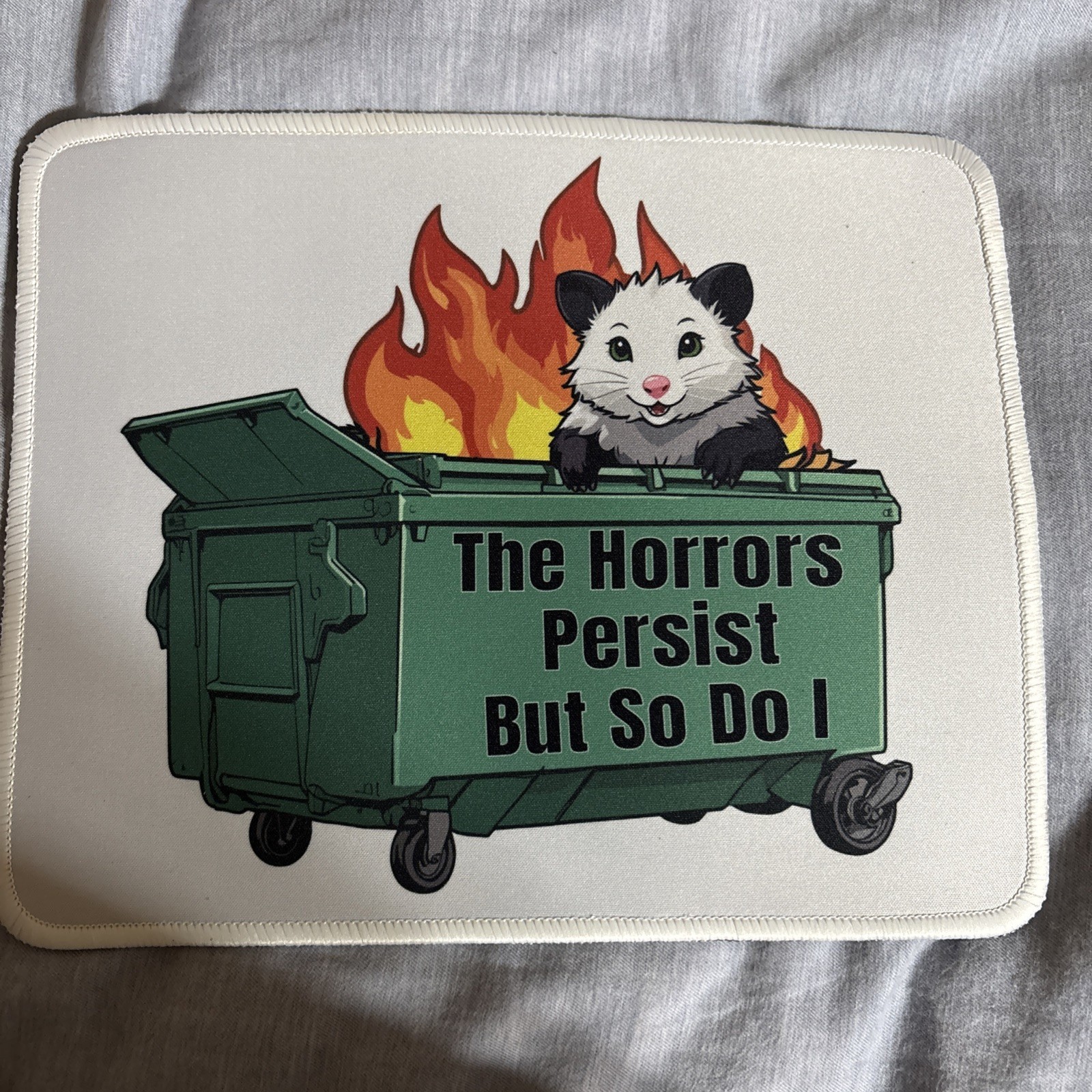 The Horrors Persist But So Do I Rectangular Mouse Pad, Funny Possum Mouse Pad...