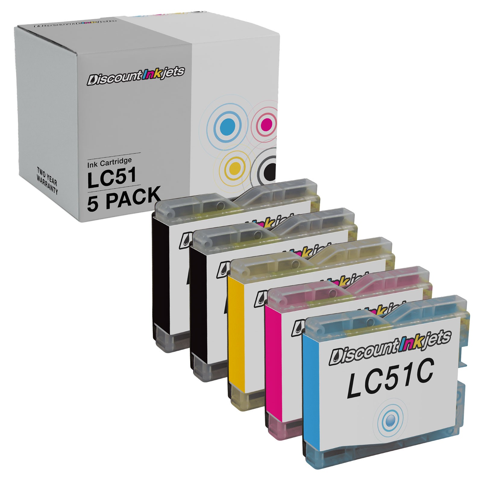 5PK LC51 LC-51 for Brother Black/Color Ink Cartridges MFC-685 MFC-440CN MFC-230C