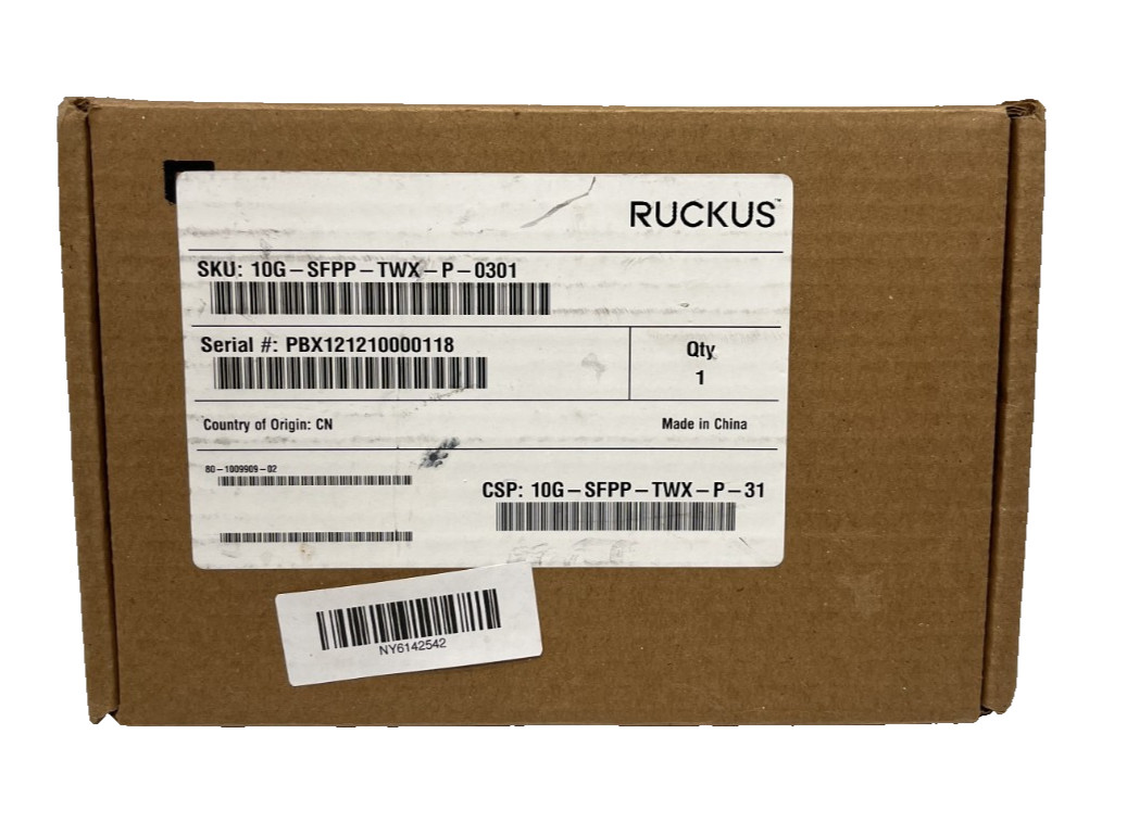 Ruckus Wireless  10G-SFPP-TWX-P-0301 10GbE Direct Attach SFP+, Brand New