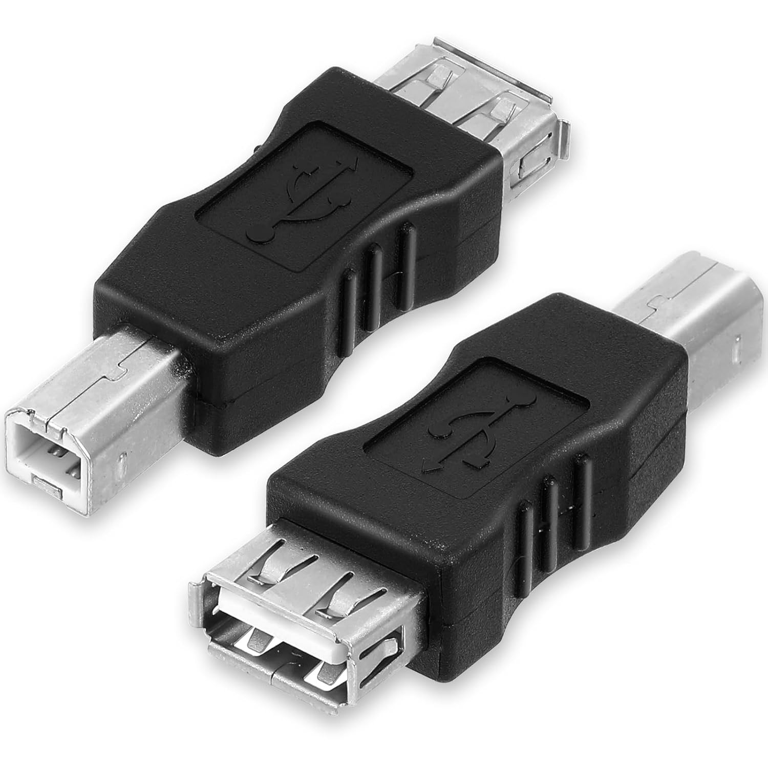 2 Pcs USB A Female to USB B Male Adapter Printer Converter Plug Connector
