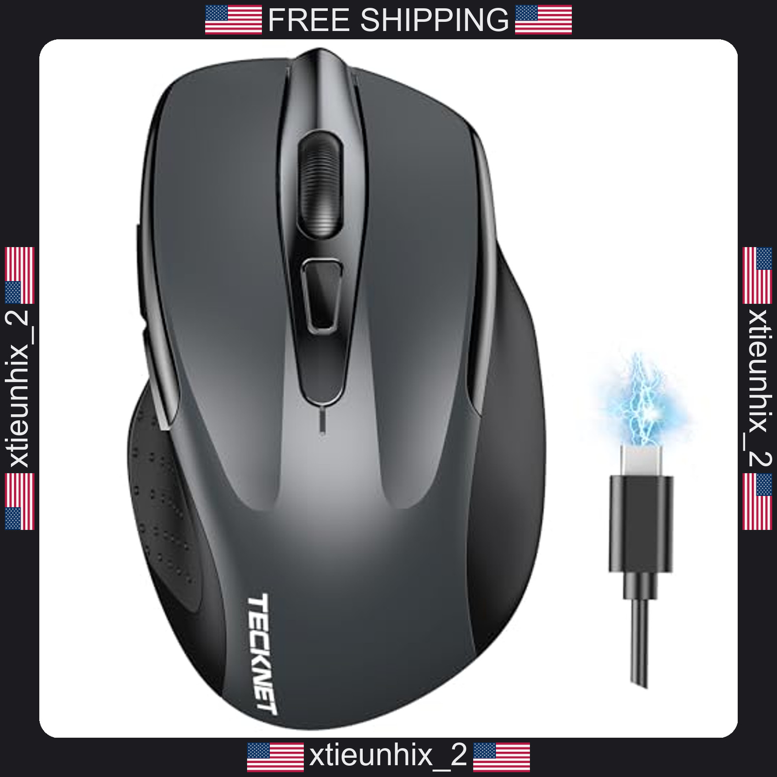 Wireless Mouse Bluetooth 5.0/2.4G Rechargeable Silent 6-DPI Grey