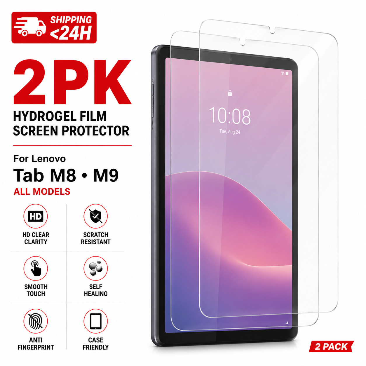 Lenovo Tab M8 M9 Screen Protector Hydrogel HD Clear 2 Pack