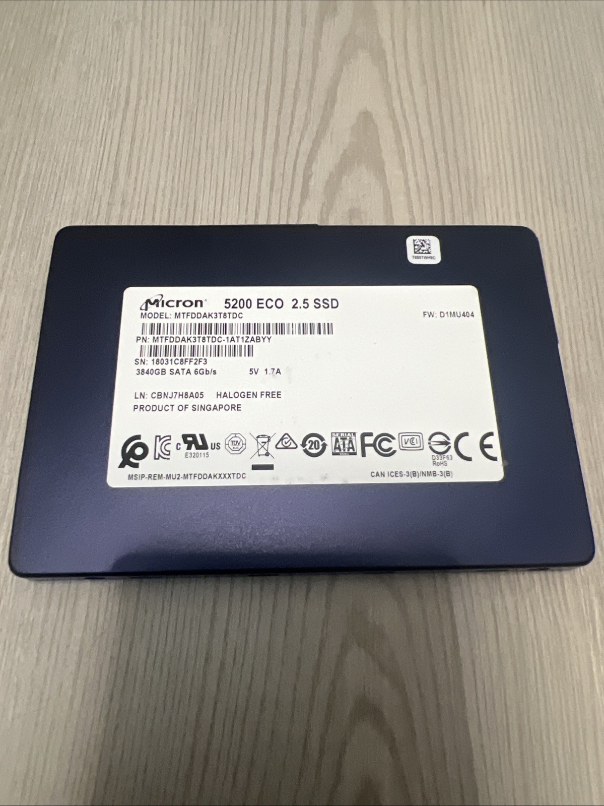MICRON 5200 ECO MTFDDAK3T8DC SSD 3.84TB SATA 6Gb/s 2.5"