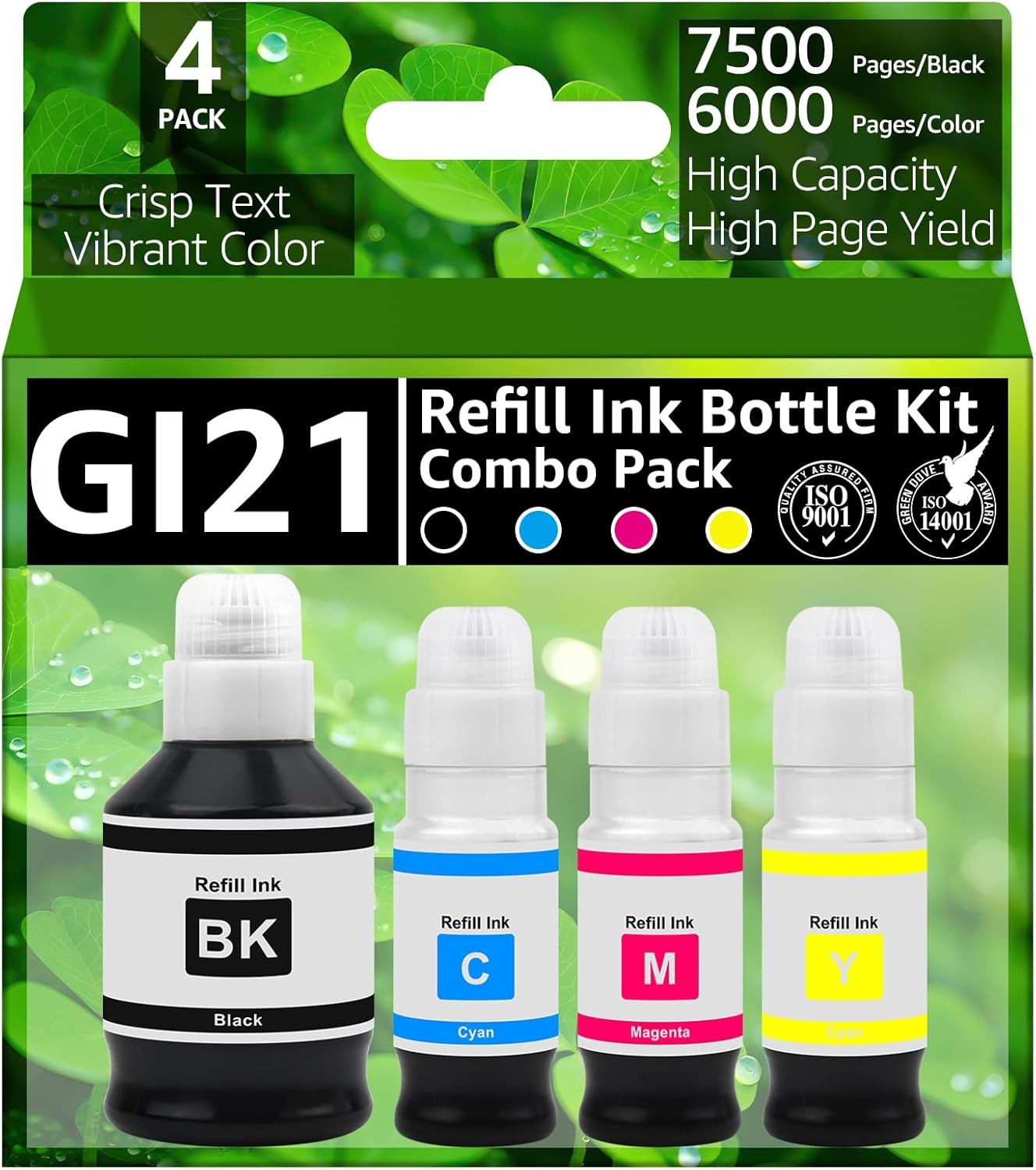 4PK BMCY GI-21 Ink Compatible for Canon MegaTank G3270 G3260 G3270 G3260 G3290