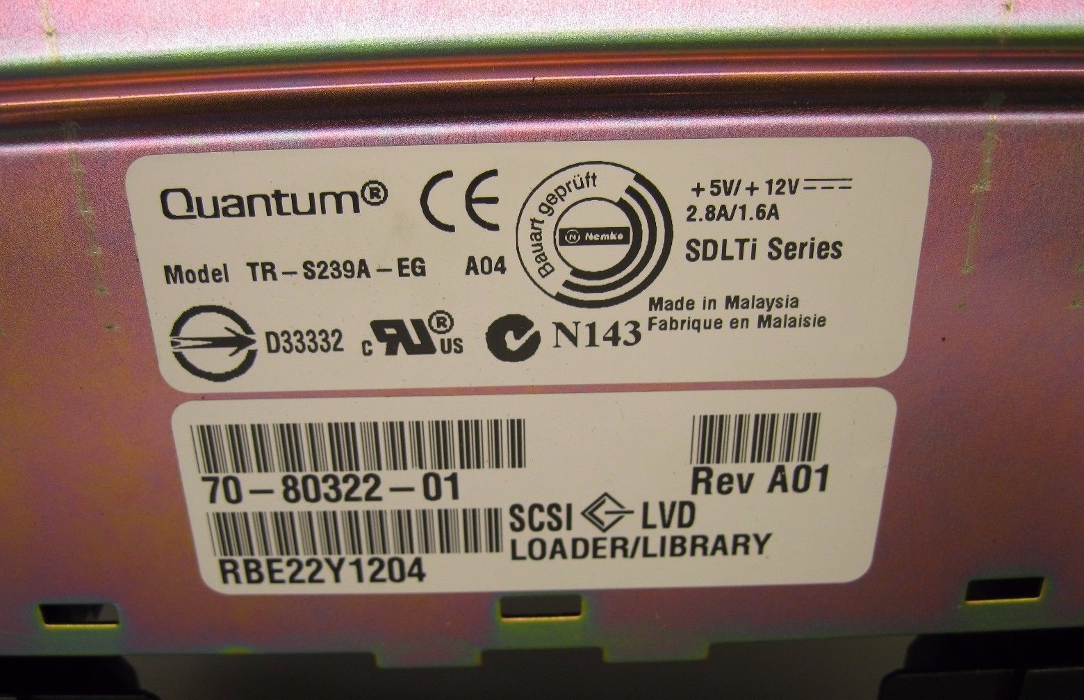 Quantum SDLT Series Loader Library TR-S239A-EG A04