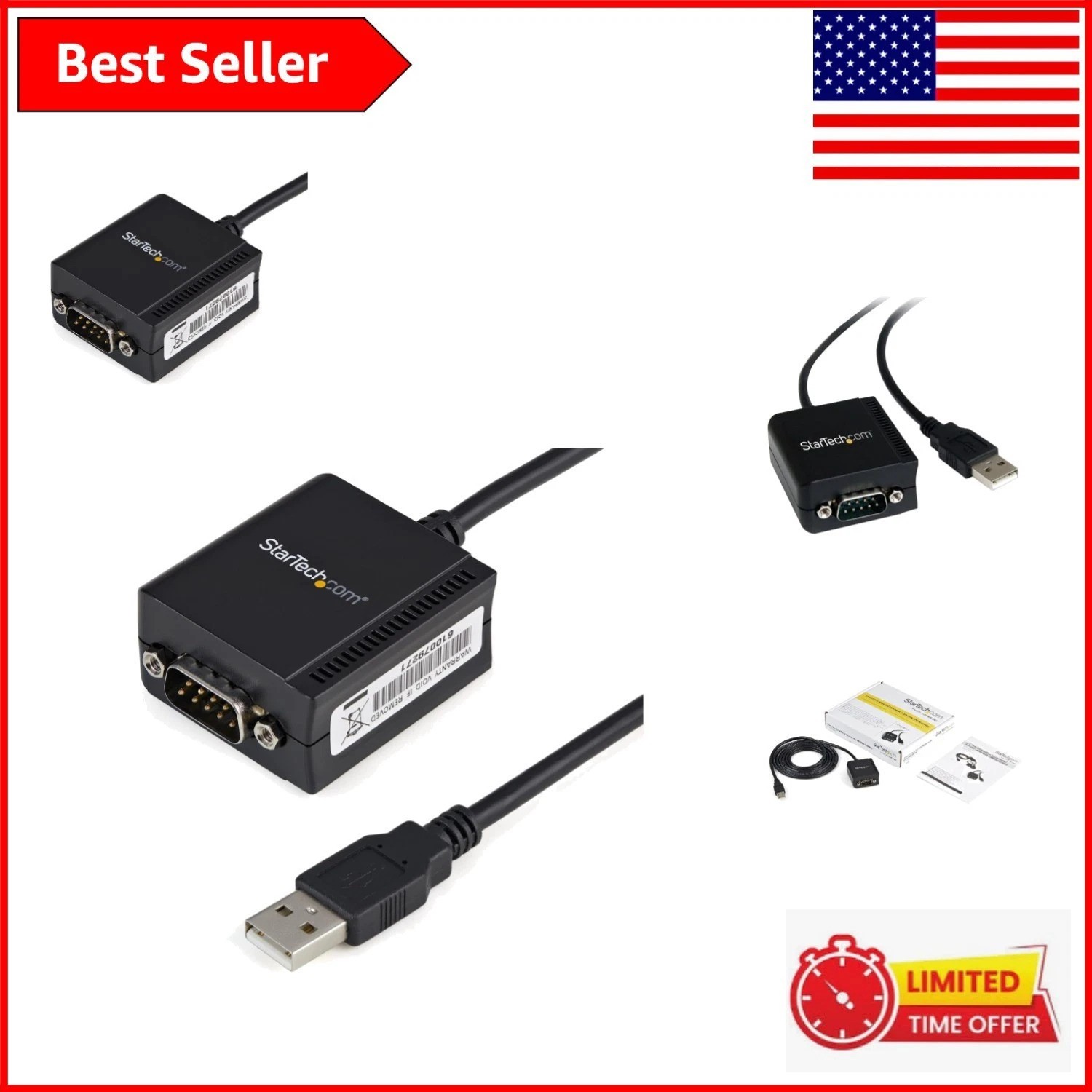 Versatile 6ft USB to Serial Adapter with FTDI Chipset for Digital Signage & POS