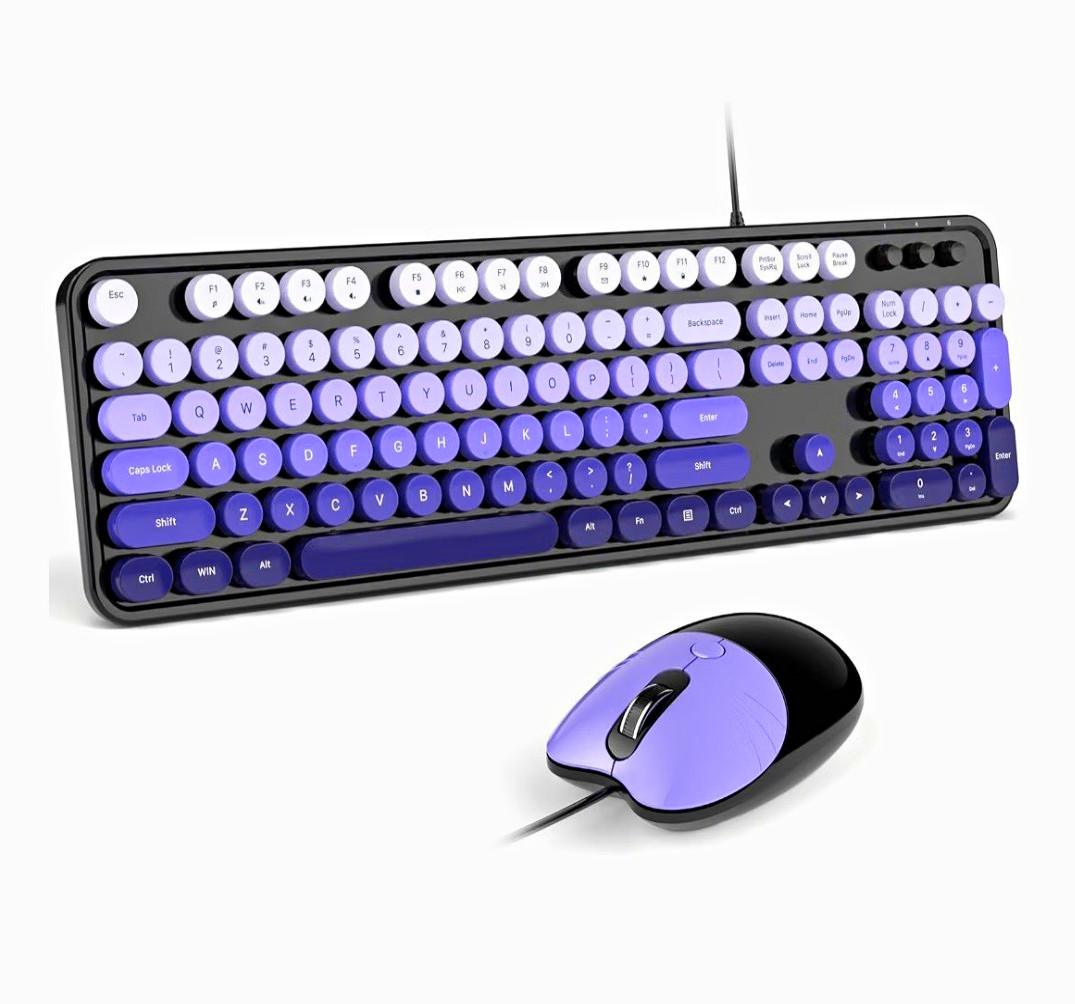 MOFII Wired USB Plug & Play Standard Keyboard, Purple/Black, QWERTY English