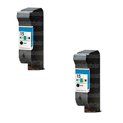 2PK Reman C6615DN for HP #15 BLACK Ink Cartridge OfficeJet 5110xi V40xi