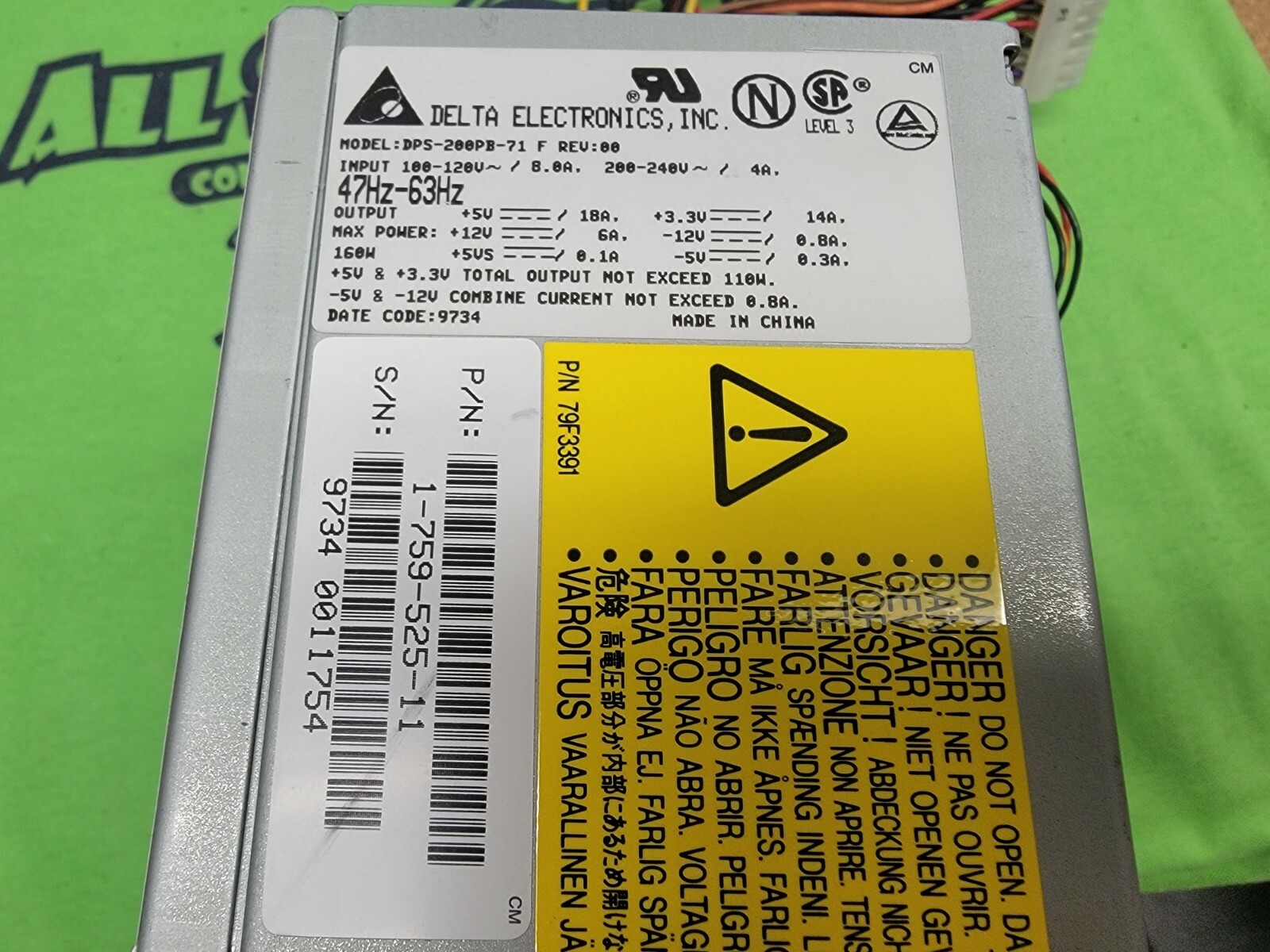 DELTA DPS-200PB-71 F 160W ATX Power Supply - SONY VAIO 1-759-525-11  