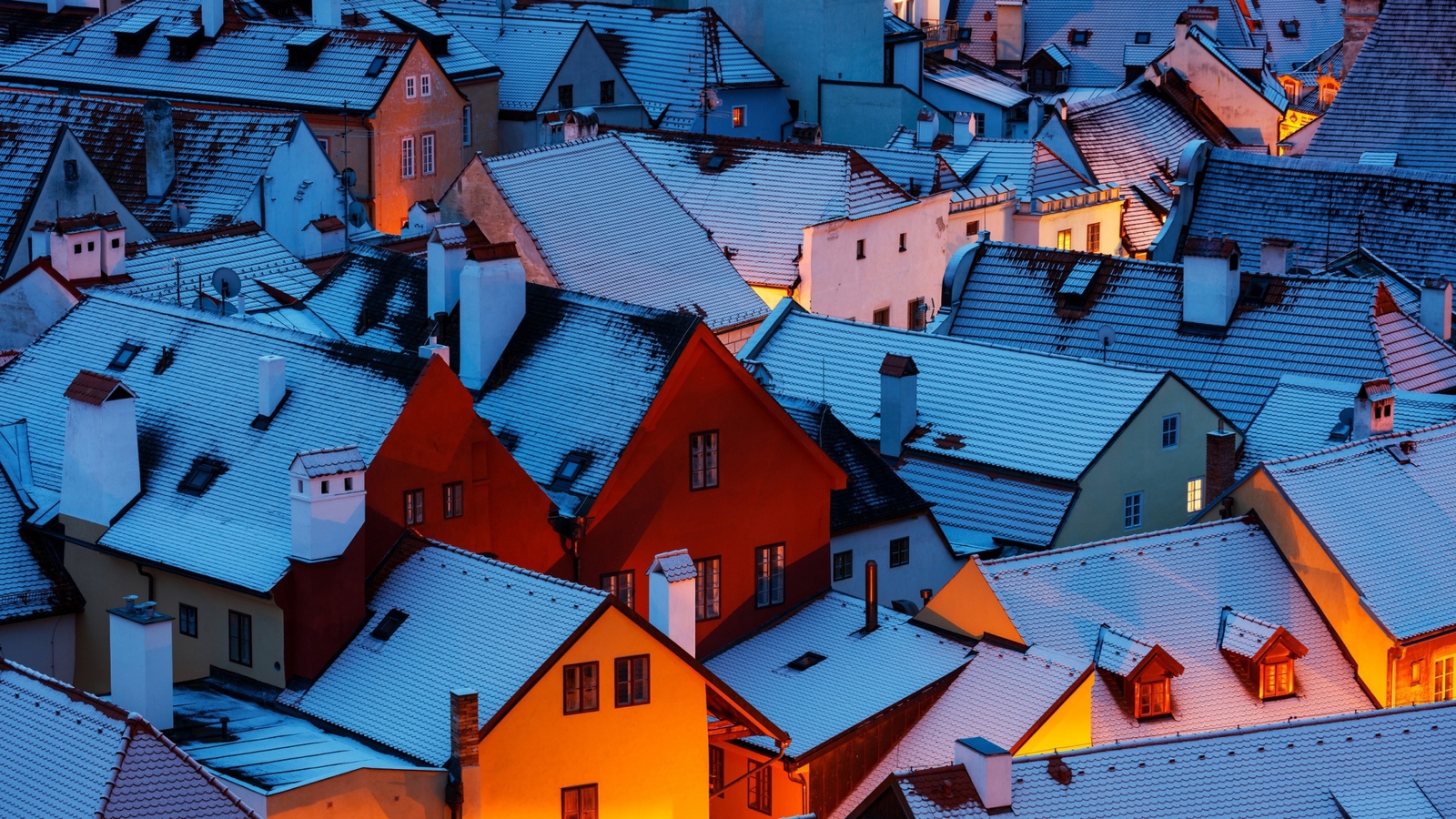 Landscape architecture building rooftops village snow Custom Gaming Mat Desk