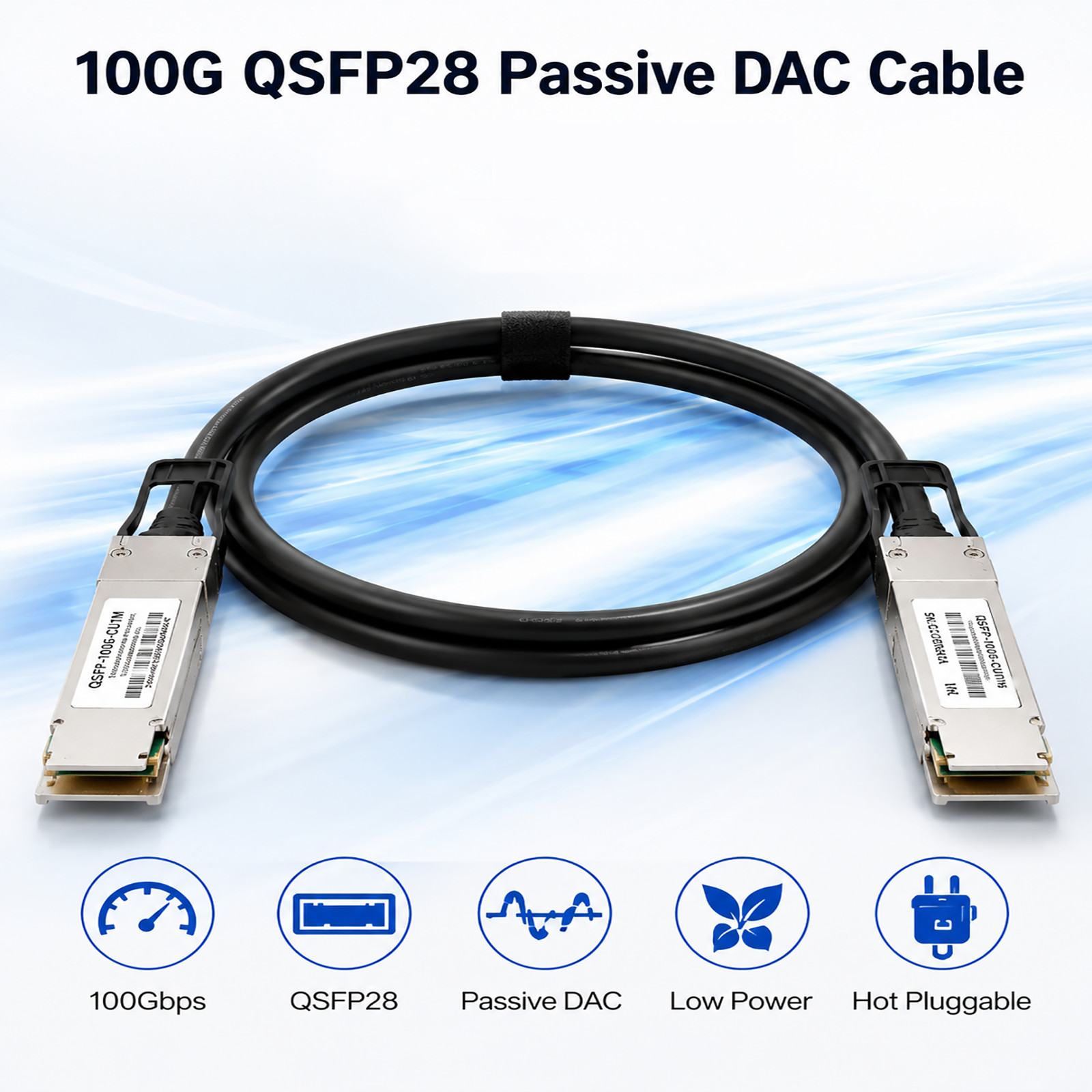 100G QSFP28 Passive DAC Twinax Cable For Cisco QSFP-100G-CU 1M 2M